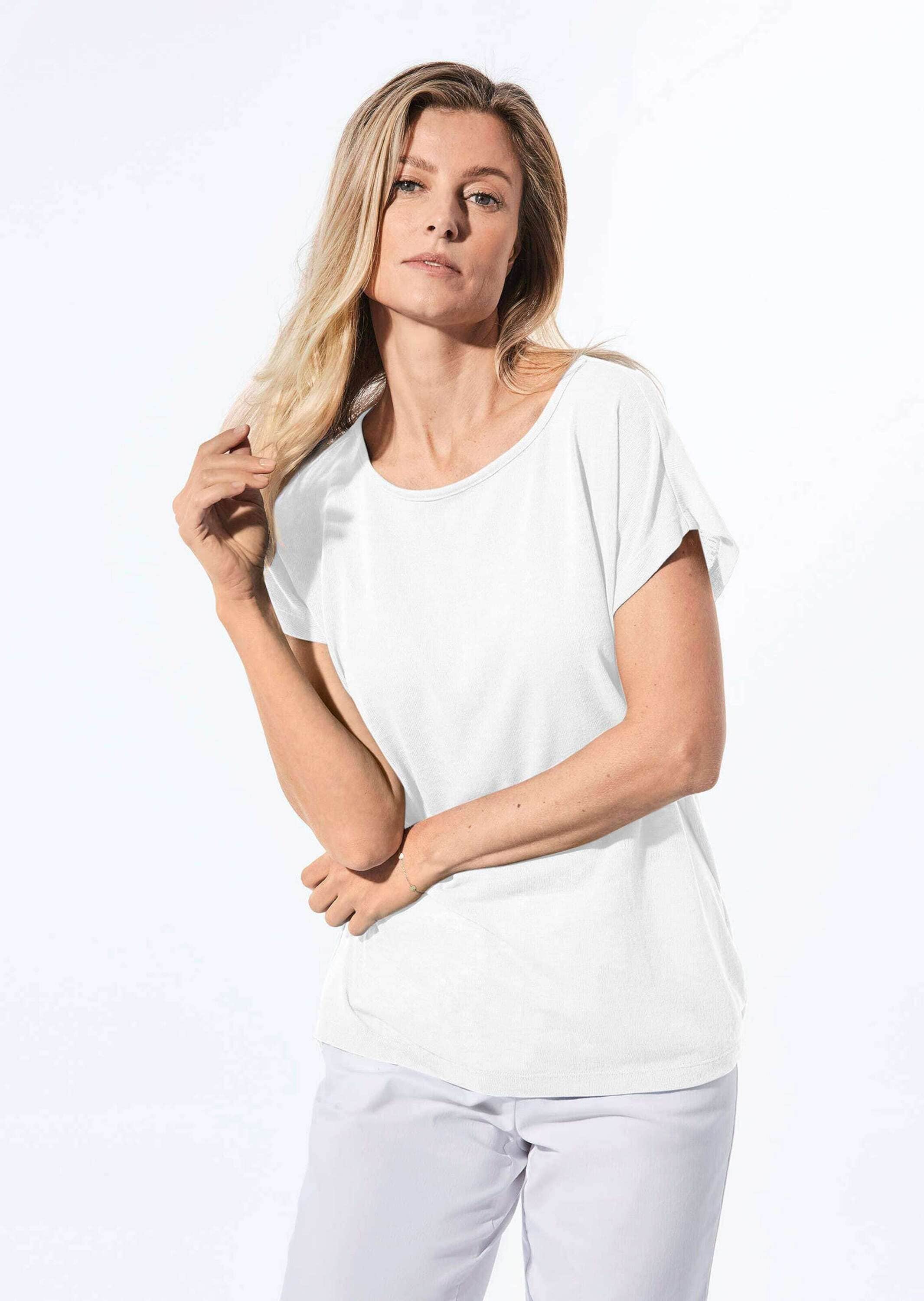 GOLDNER Kurzarmshirt »Shirt Shirt in Leinenoptik«