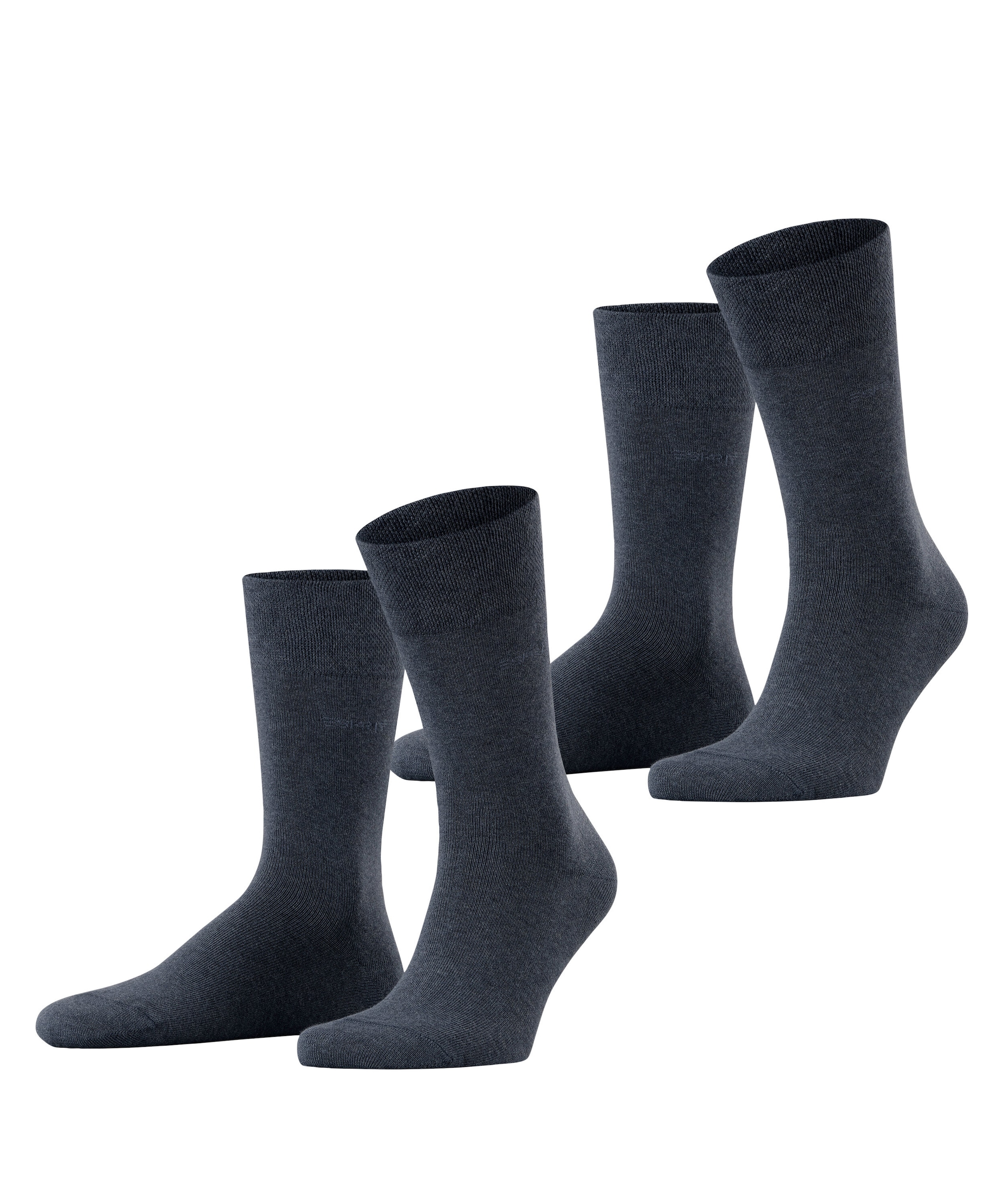 Esprit Socken "Basic Easy" 2 Paar, 2 Paar tlg. druckfreier, breiter Komfortbund, atmungsaktiv, uni Socken