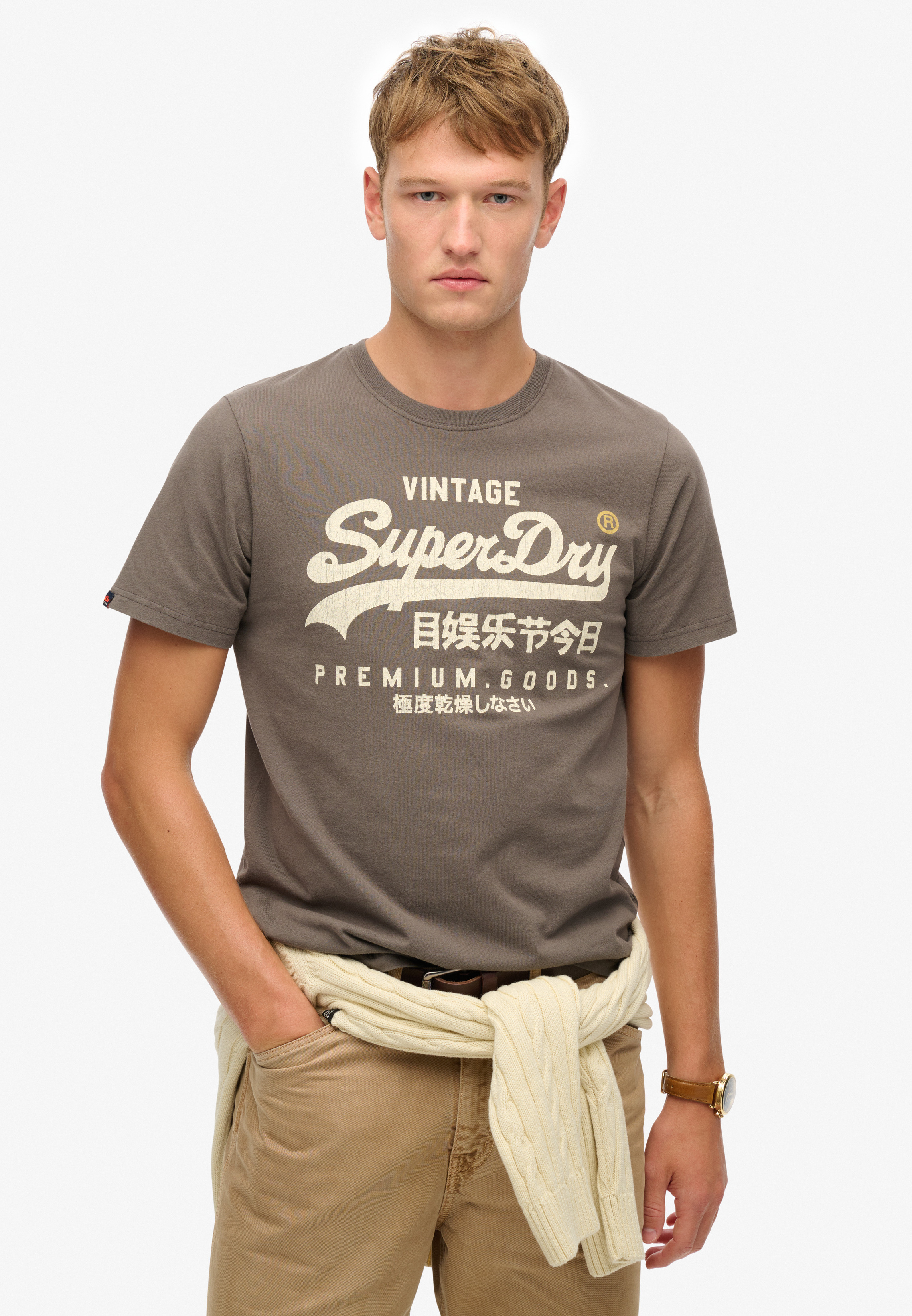 Superdry Rundhalsshirt "VL WORKWEAR RELAXED TEE" aus Baumwolle und Single Jersey, Relaxed Fit, Kurzarm, mit Print