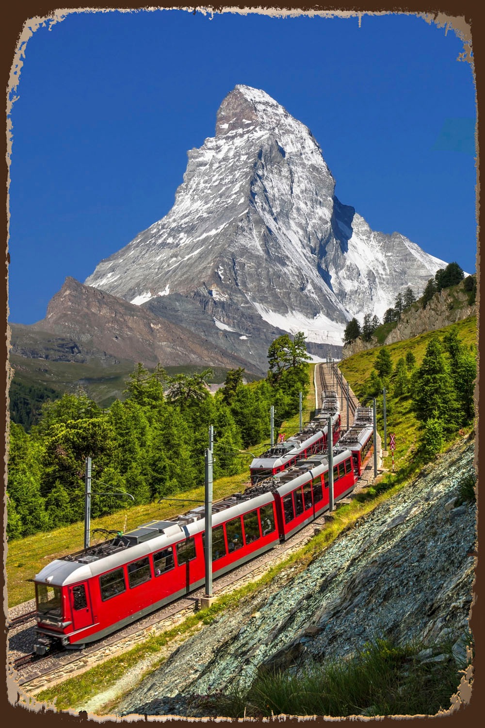 queence Metallbild "Matterhorn Express", Berge & Alpenbilder, (1 St.), Stah günstig online kaufen