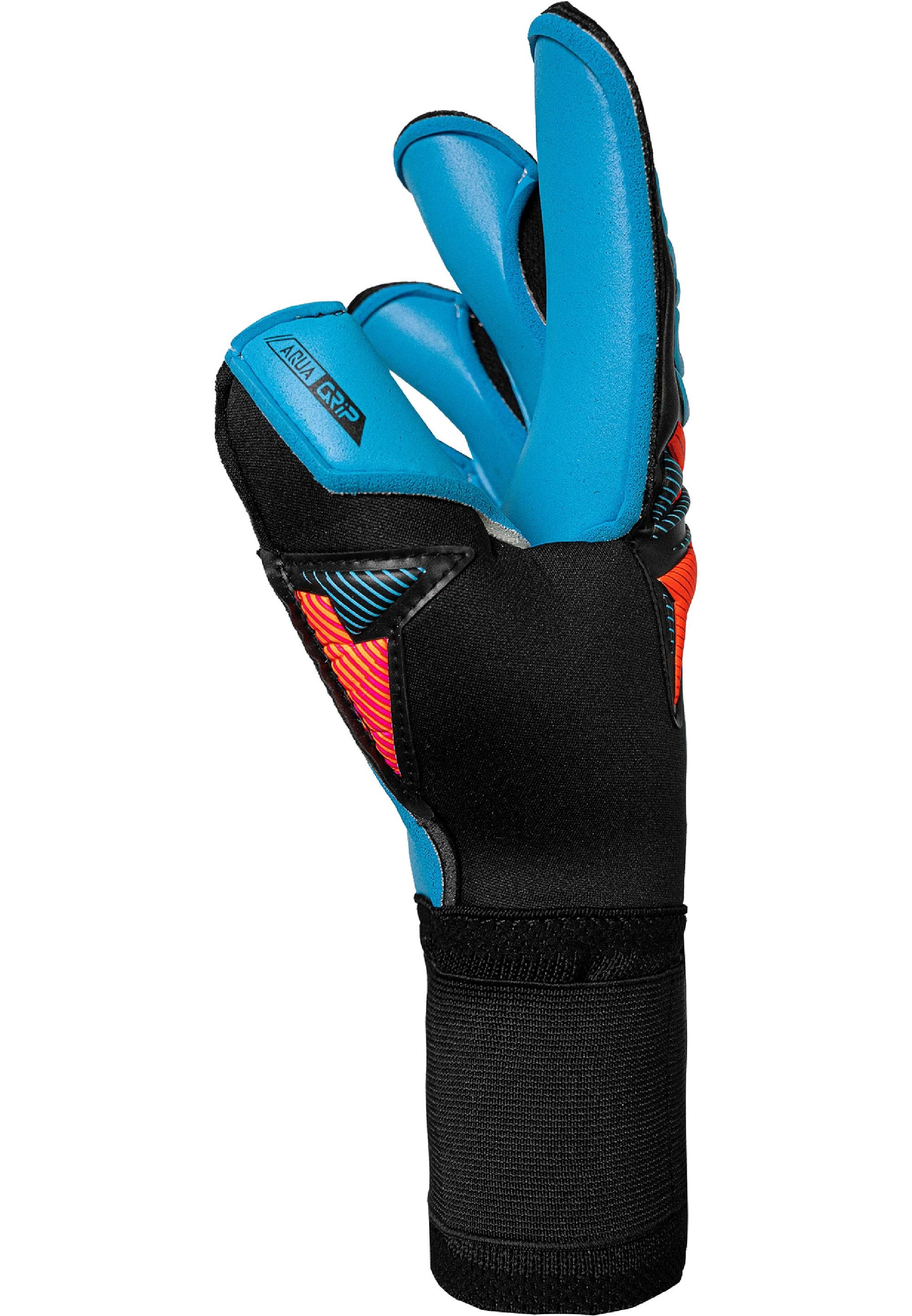 Torwarthandschuhe REUSCH "Attrakt Aqua Evolution", Damen, Gr. 9, schwarz, hellblau, 49% Latex, 40% Polyester, 5% Polyurethan, 3% Polyamid, Handschuhe, mit atmungsaktiven Mesh-Einsätzen 2