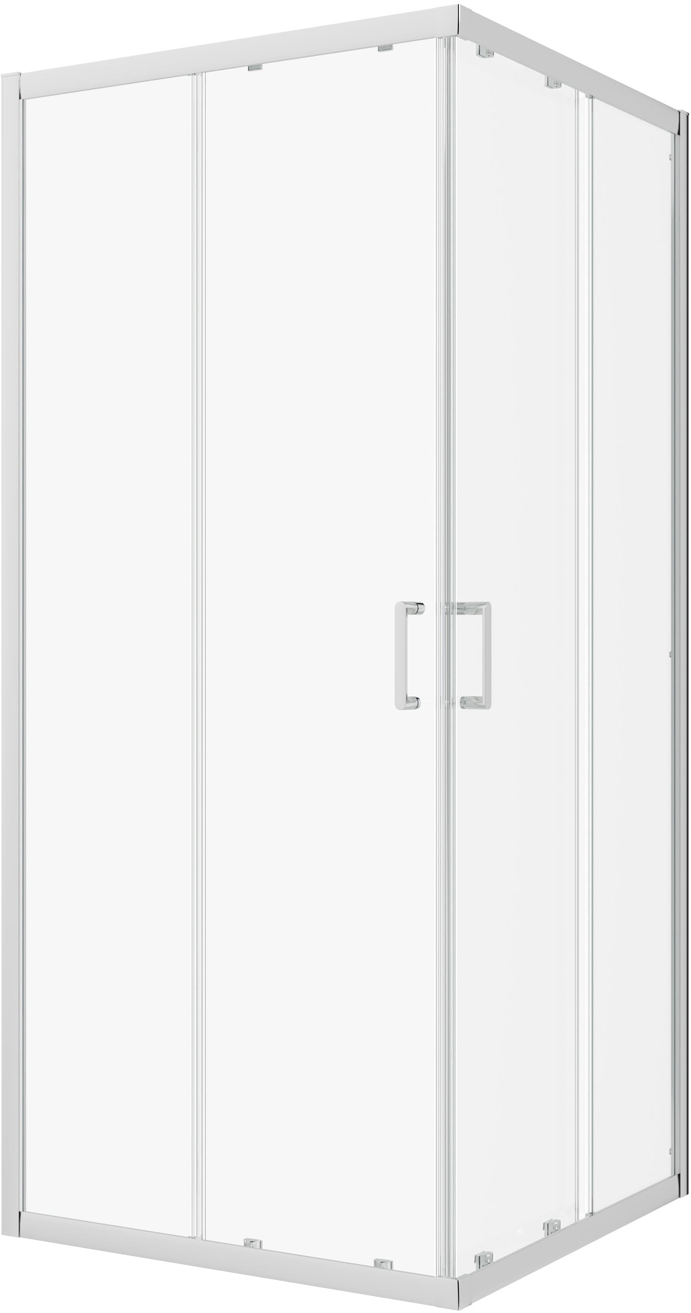 Eckdusche WELLTIME, B:80cm H:195cm T:80cm, grau, Duschkabinen, "New Trento", Extrahohe 195cm, verbessertes Rollensystem