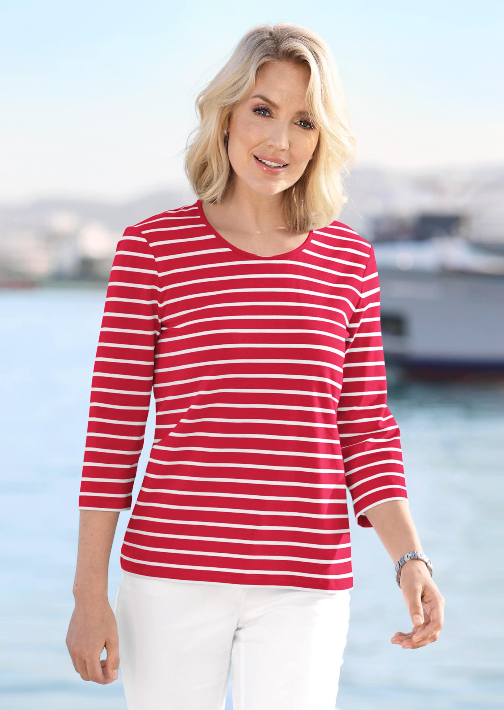 GOLDNER 3/4-Arm-Shirt »Kurzgröße Buntgewirktes Ringelshirt«