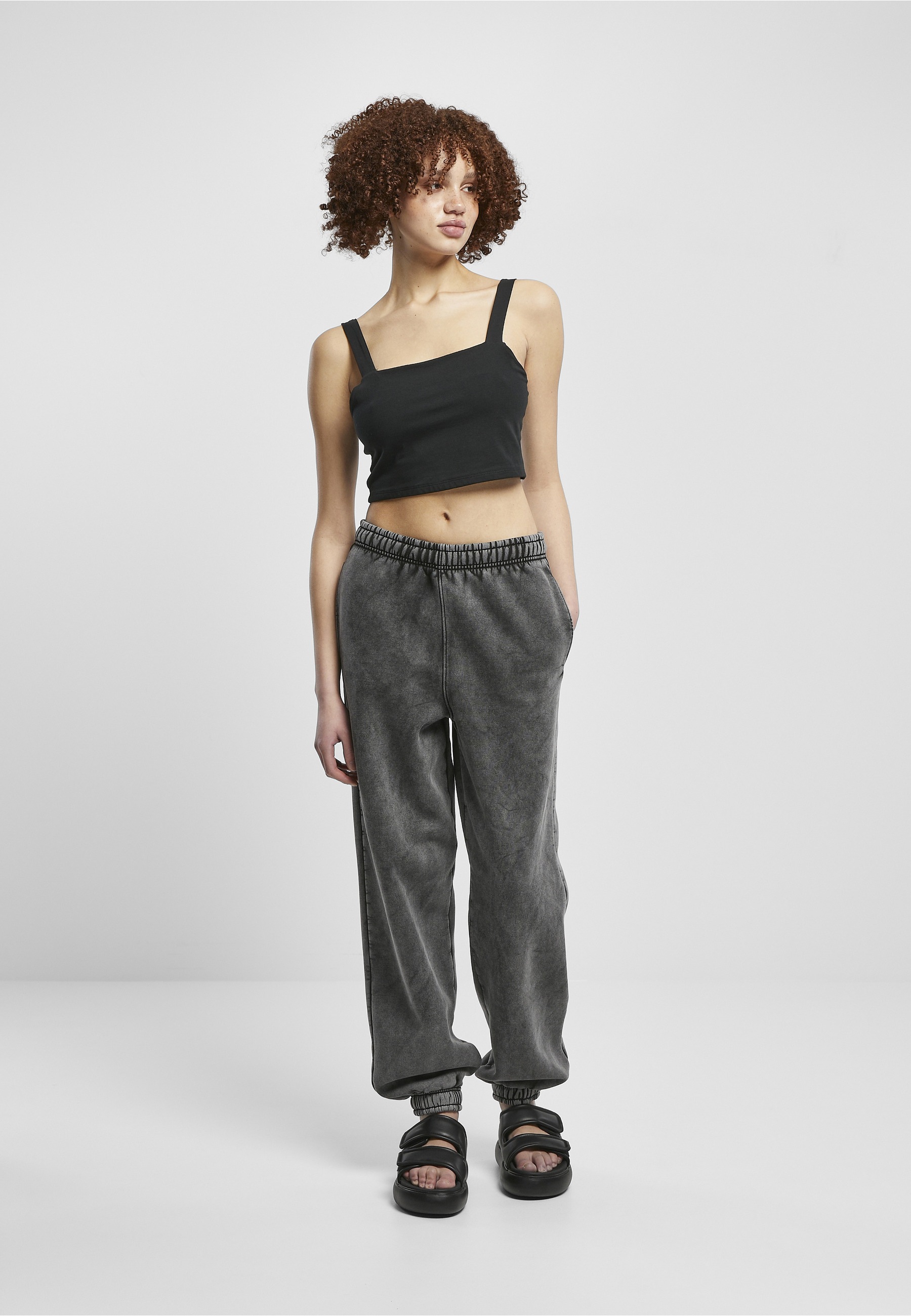 URBAN CLASSICS Sweathose »Urban Classics Damen Ladies High Waist Stone Washed Sweat Pants«
