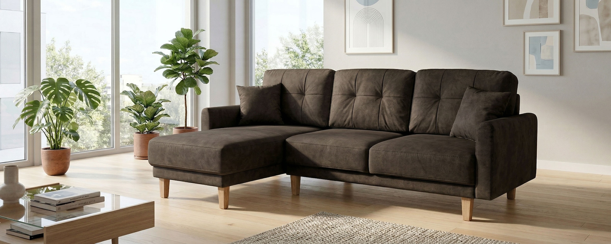 OTTO home Ecksofa "TRIPLO optionale Schlafsofa mit Bettkasten, Maße B/T/H: 234/164/89 cm" L-Form wahlweise mit Bettfunktion - Liegefläche 132x210 cm