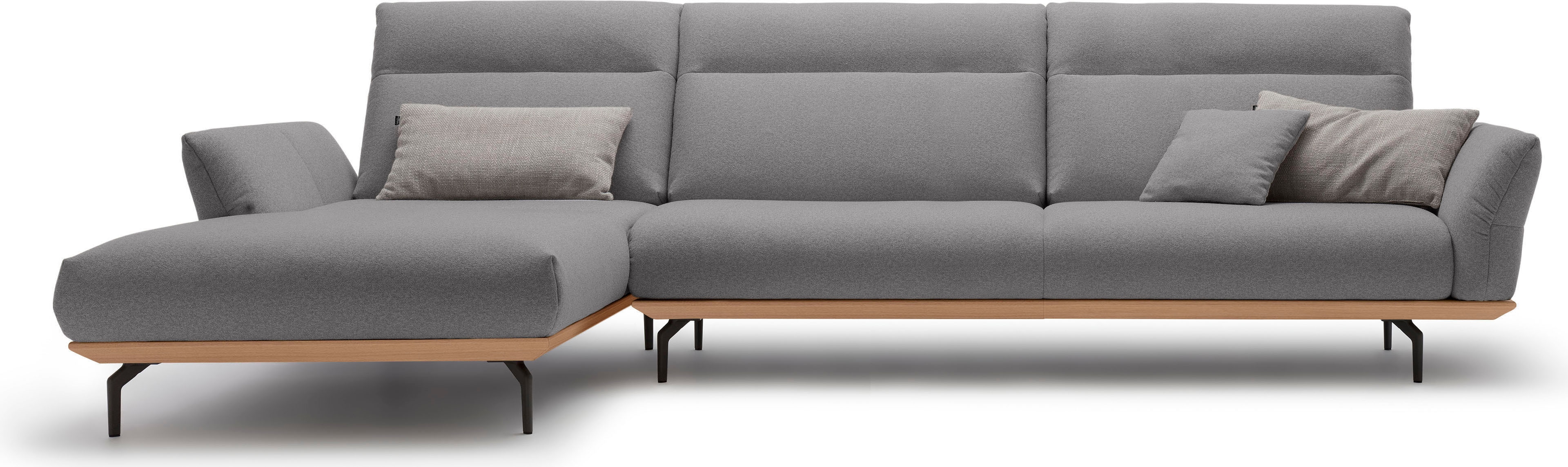 Creation BY ROLF BENZ Ecksofa "CR.460, Design-Sofa der Extraklasse, verstellbare Rückenlehne, L-Form" Sockel in Eiche, Winkelfüße in Umbragrau, Breite 338 cm