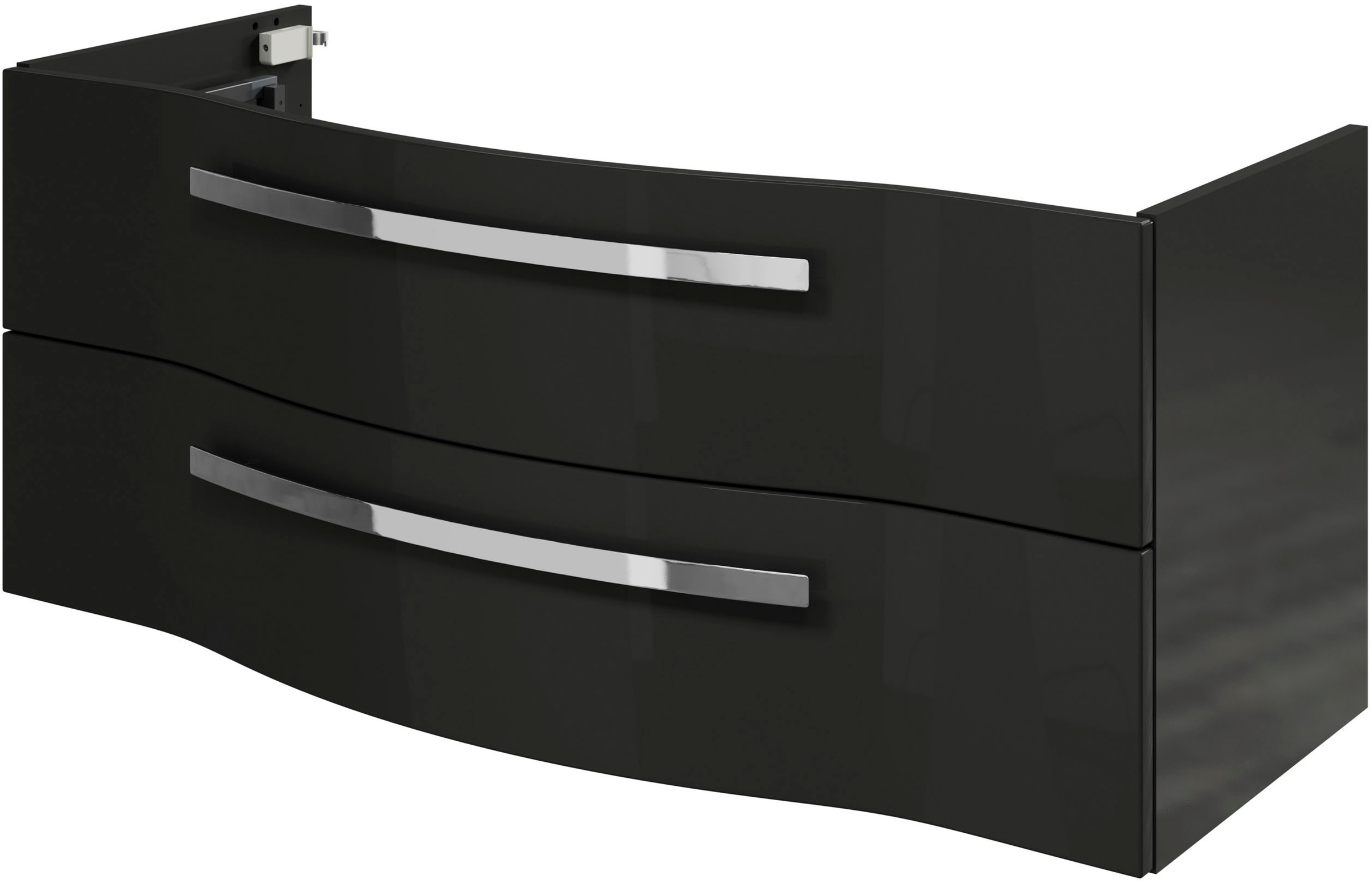 Saphir Badmöbel-Set »Serie 4005, vormontiert, Glaswaschbecken, Spiegelschrank«, (Set, 5 St.), Badezimmer Set 92 cm breit, inkl. Türdämpfer, 3 Türen, 2 Schubladen