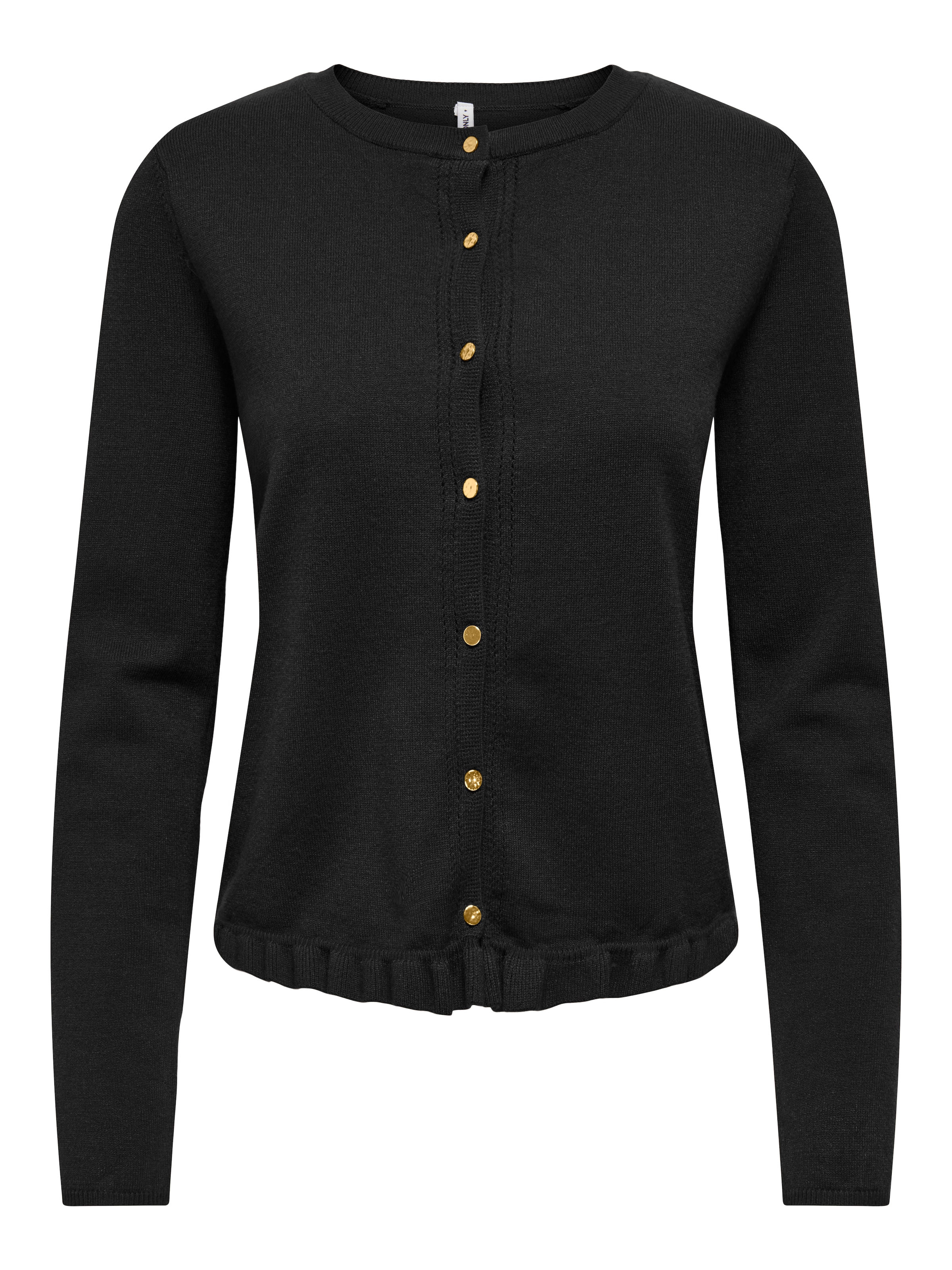 ONLY Strickjacke »ONLCINDEREL LS O-NECK FRILL CARDI CC KNT« Materialmix, regular fit
