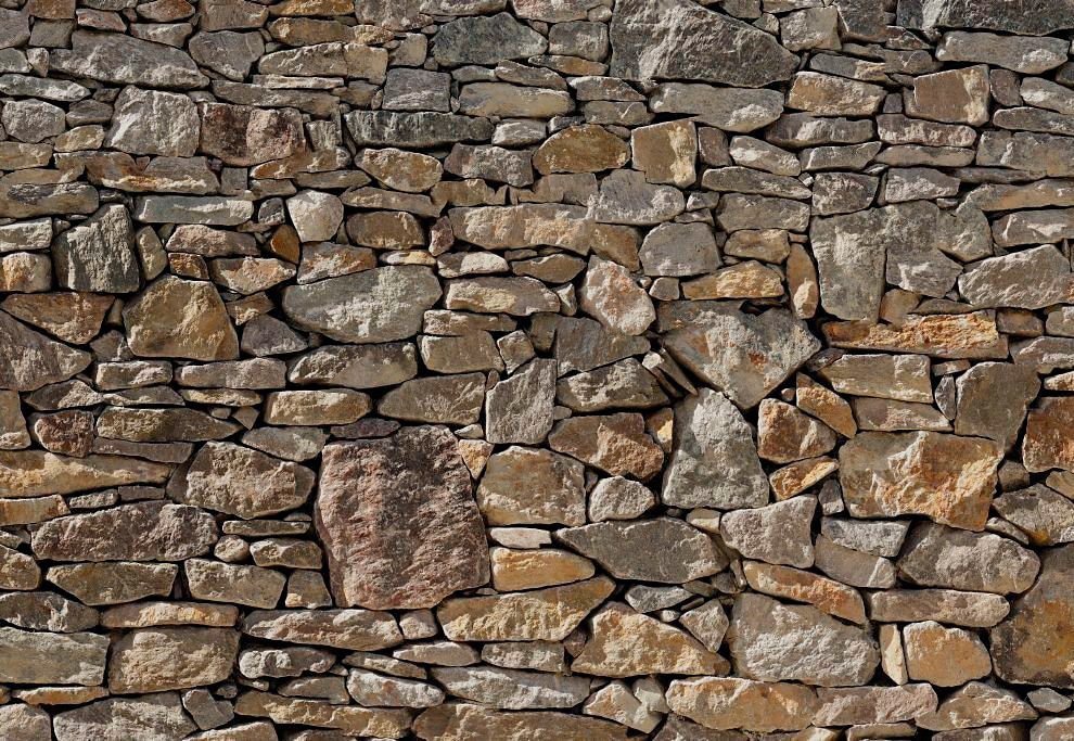 Komar Fototapete "Stone Wall - Größe 368 x 254 cm" bedruckt glatt Wohnzimmer, Schlafzimmer