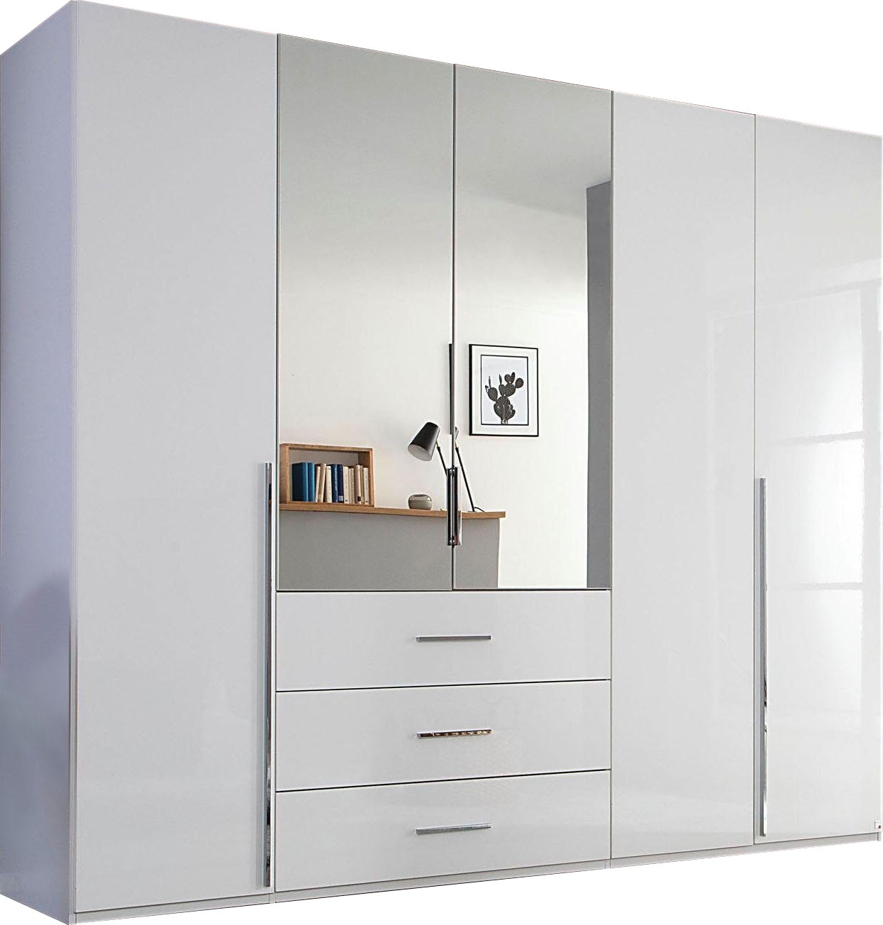 rauch Drehtürenschrank "Kleiderschrank Schrank Garderobe Wäscheschrank MONTCLAR" in den Breiten 201/251/301 cm, inkl. SOFT-CLOSE-FUNKTION, mit Schubkästen und Spiegel, inkl. Wäscheeinteilung MADE IN GERMANY