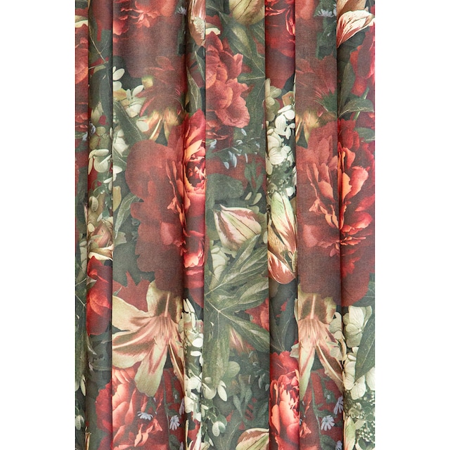 HOMING Vorhang »Roja«, (1 St.), blickdicht, rot, Blumen, floral, rose,  Wohnzimmer, Schlafzimmer | BAUR