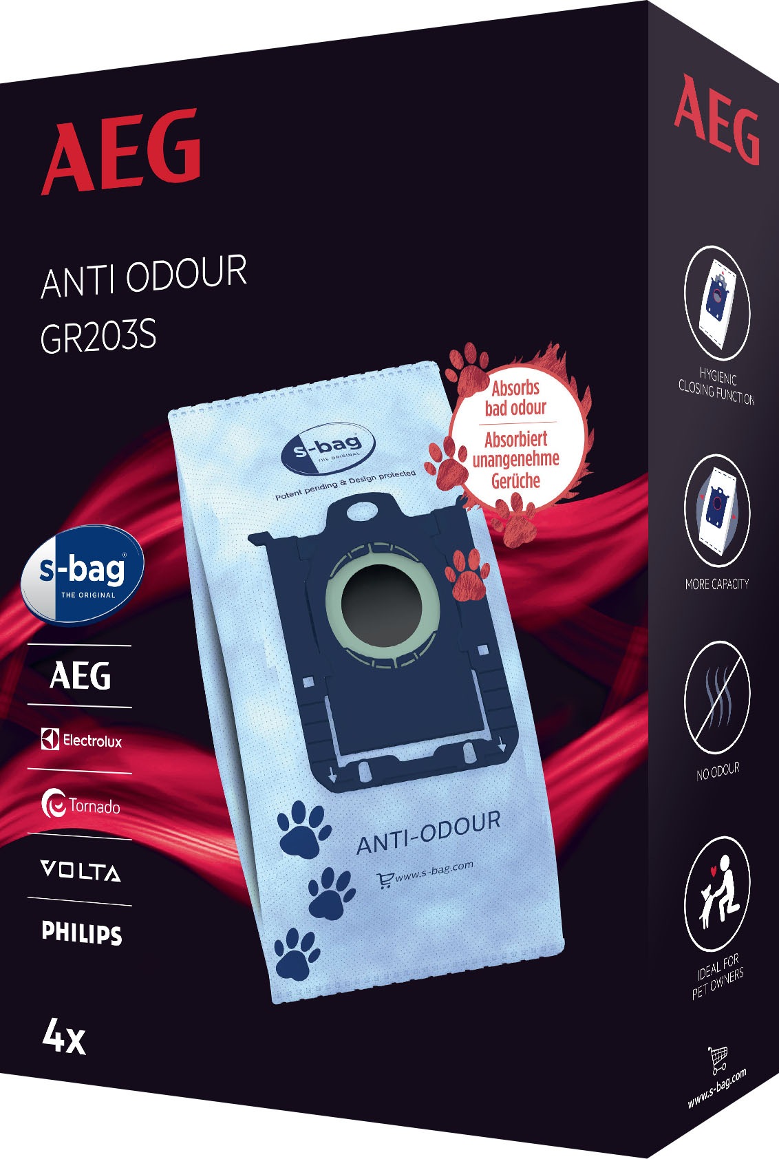 AEG Staubsaugerbeutel "s-bag Anti-Odour GR203S" 4er- Pack günstig online kaufen