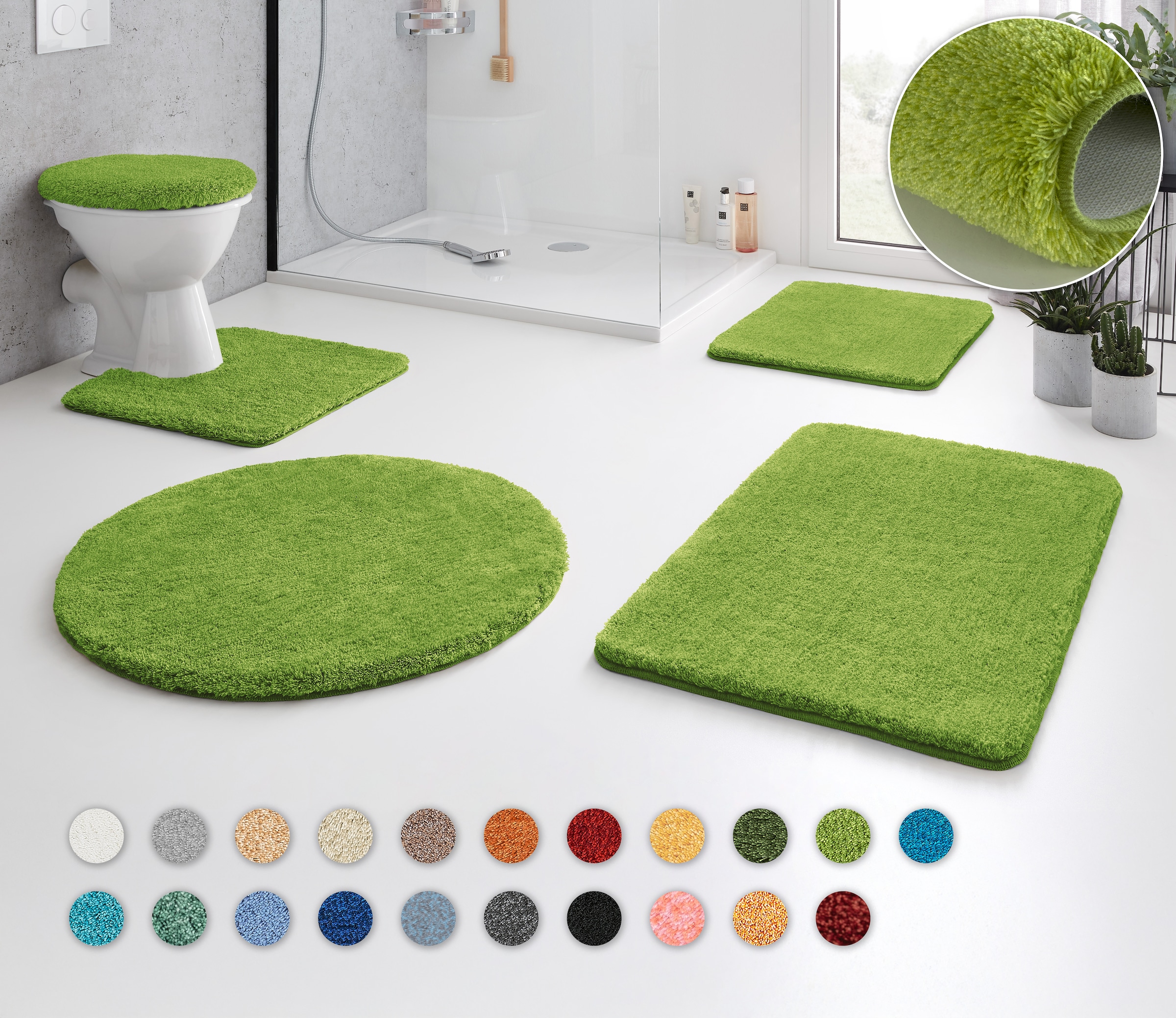Kleine Wolke Badematte »RELAX«, rutschhemmend beschichtet, fußbodenheizungsgeeignet, Badteppich, Uni Farben, rechteckig, rund & als Set erhältlich