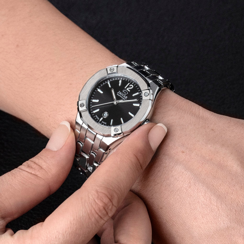 Jaguar Quarzuhr »Diplomatic«, Armbanduhr, Damenuhr, Swiss Made, Edelstahlarmband, analog, Tag