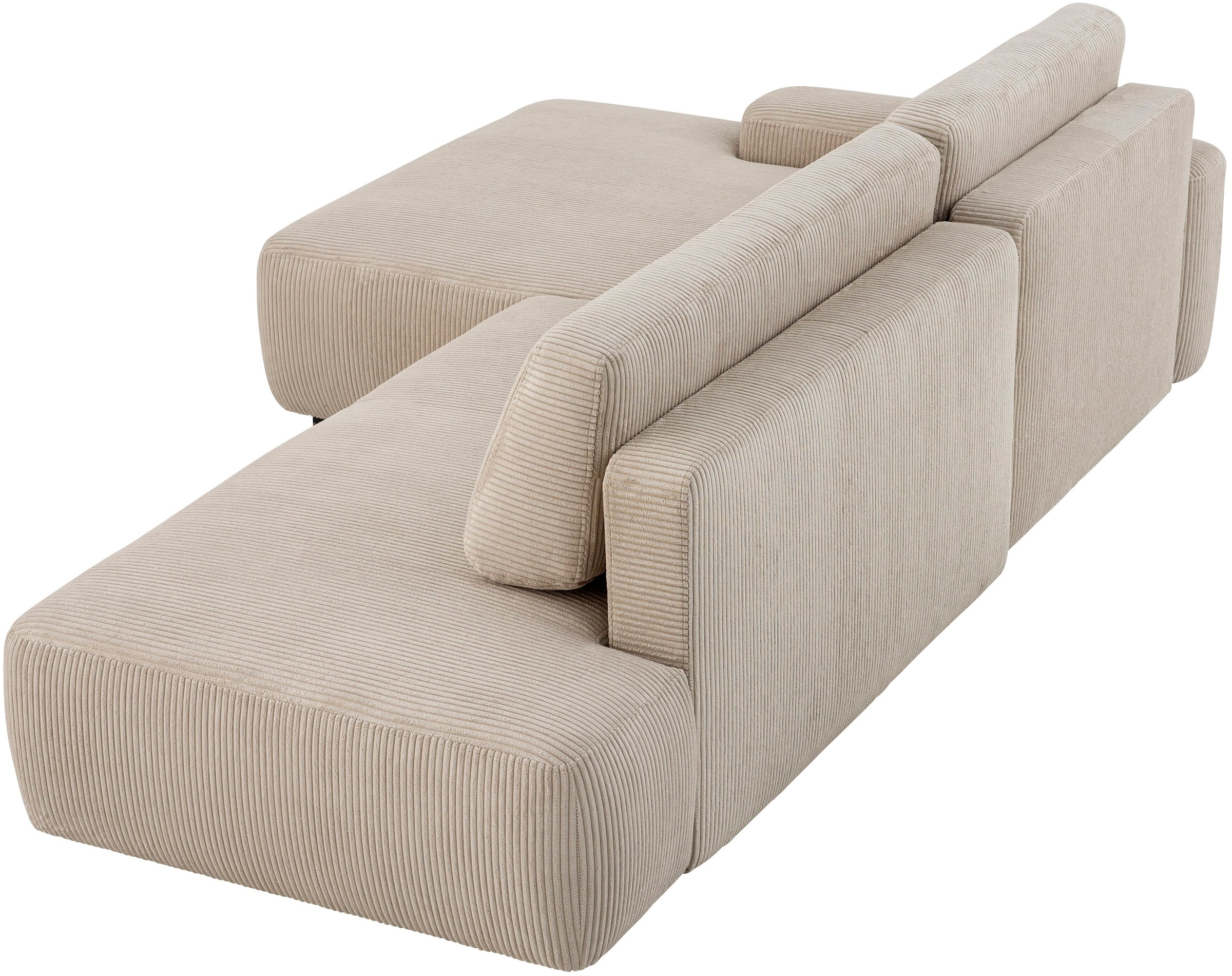 INOSIGN Ecksofa »TORGE, Schlafsofa Cord, Samtvelours u. Strukur fein, Couch in L-Form«, Schlaffunktion und Bettkasten, Liegefläche: 210x125 cm, neues Design