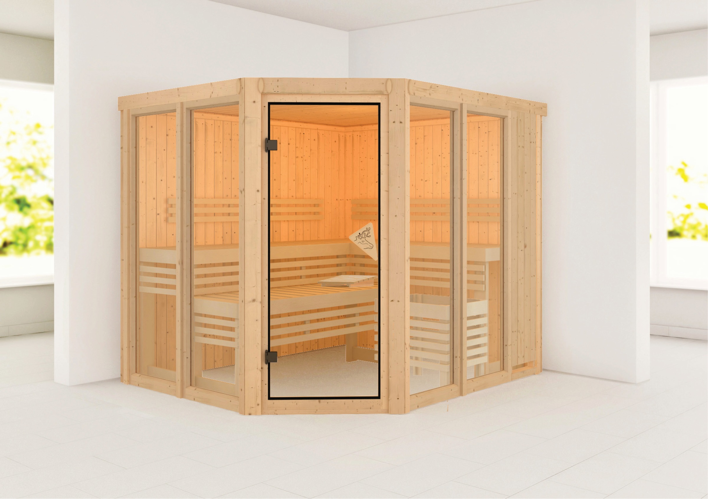 Karibu Sauna »Anike 3«, 9-kW-Ofen mit integrierter Steuerung
