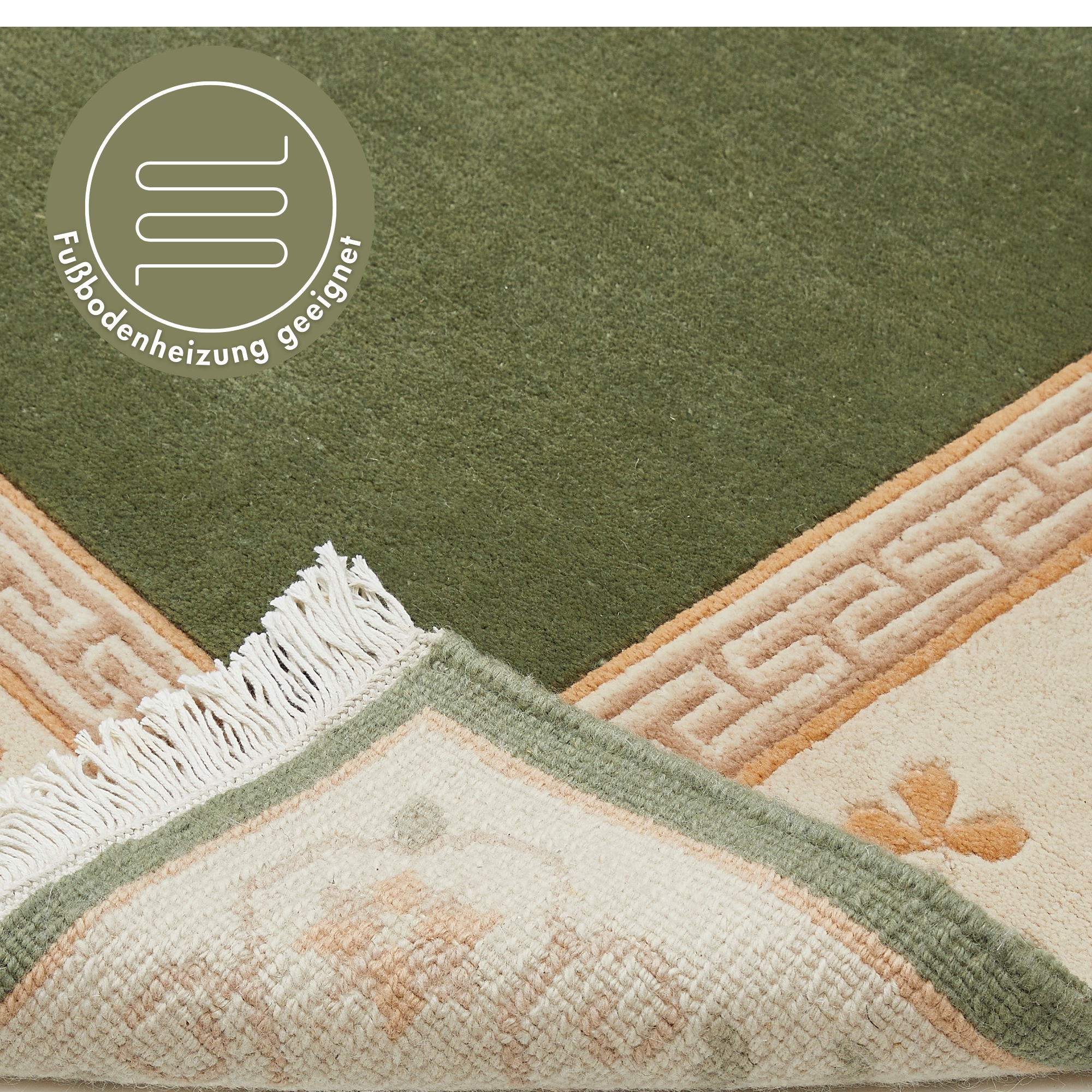 Thumbnail - LUXOR living Wollteppich "Giza" rechteckig 12 mm Höhe reine Wolle, handgeknüpft, mit Bordüre und Fransen