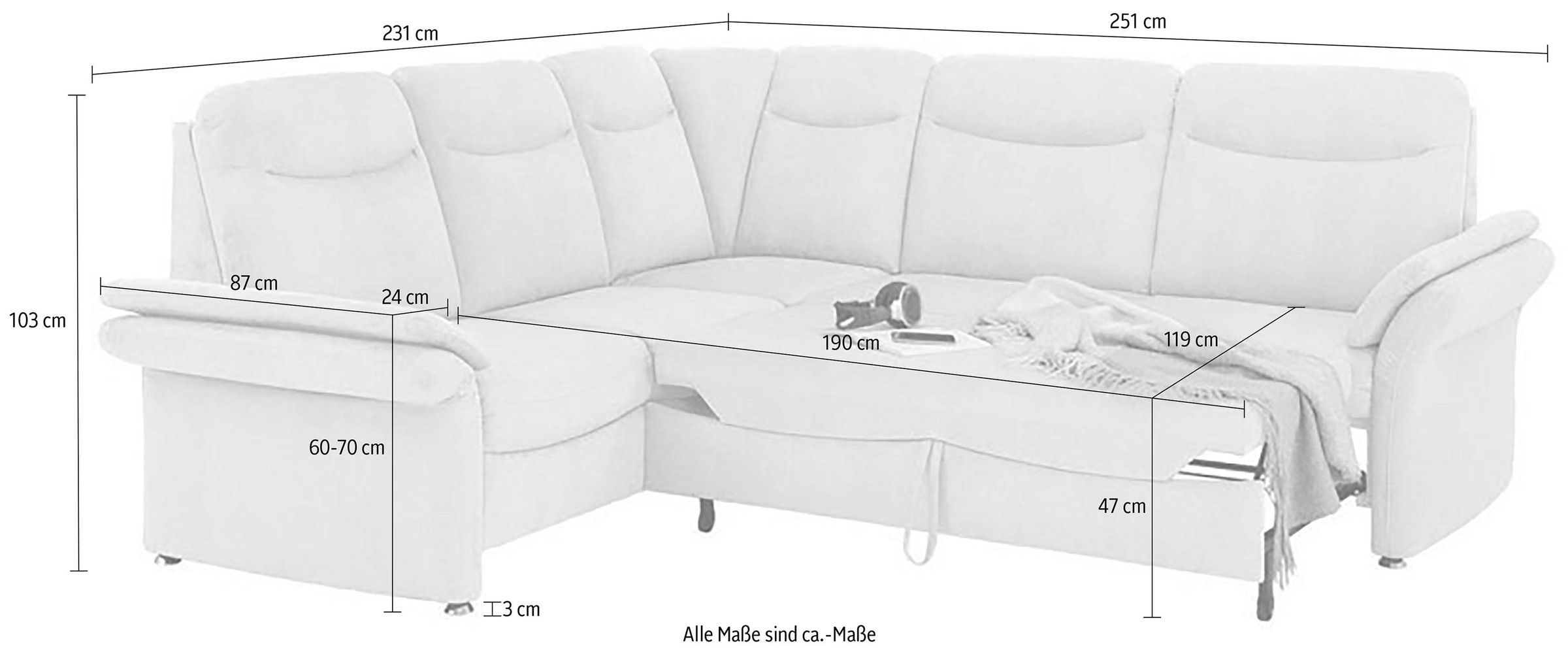 Home affaire Ecksofa »Tahoma L-Form«, mit Armlehnfunktion, wahlweise Bettfunktion, Schublade, Relaxfunktion