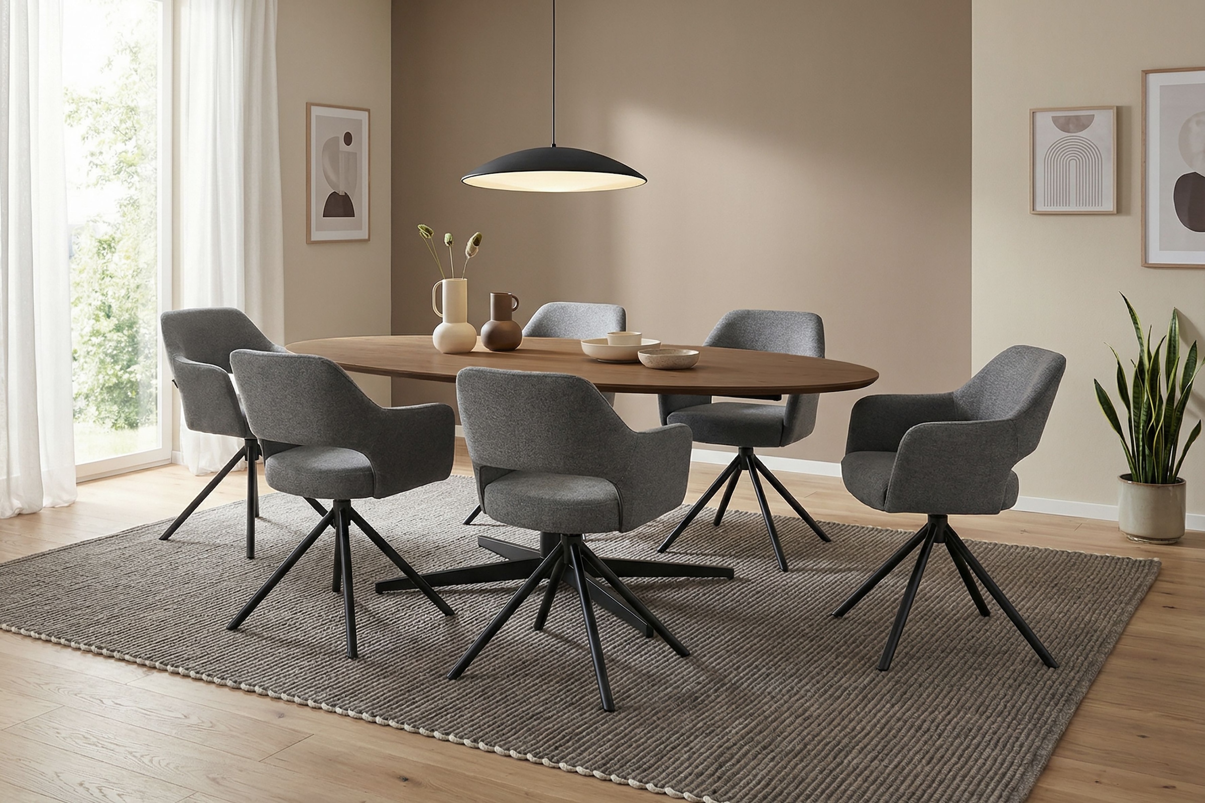 SCHÖNER WOHNEN-Kollektion Esszimmerstuhl »STAVANGER, 360° drehbar mit Rückholfunktion« () mit Taschenfederkern, Bezug Webstoff, Untergestell pulverbeschichtet