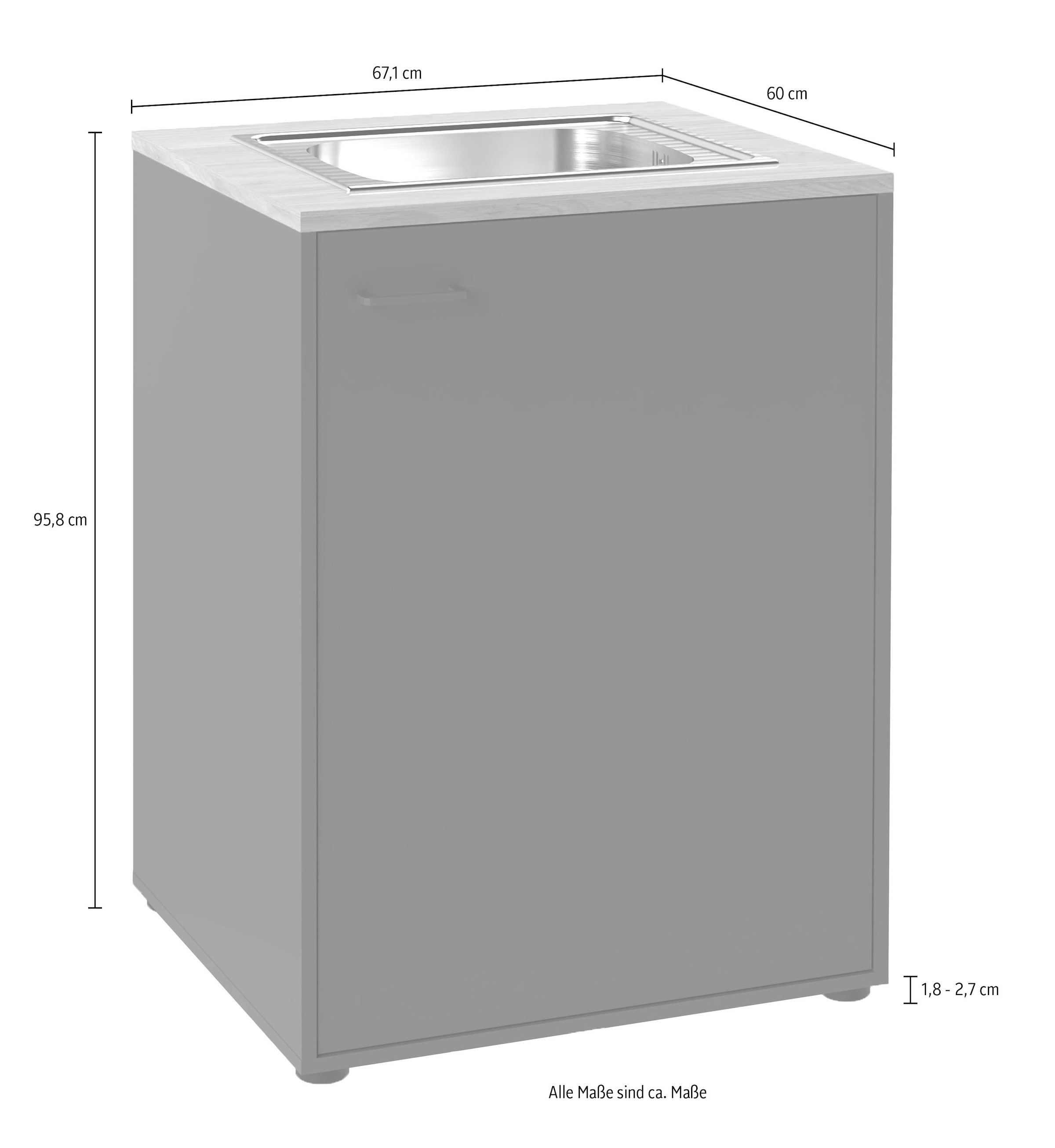 Schildmeyer Spülenschrank »Solea, mit einer Tür und einer Spüle, Breite 57 cm, Made in Germany« 1 Stk. tlg. Unterschrank mit einer Tür und einer Spüle, Made in Germany