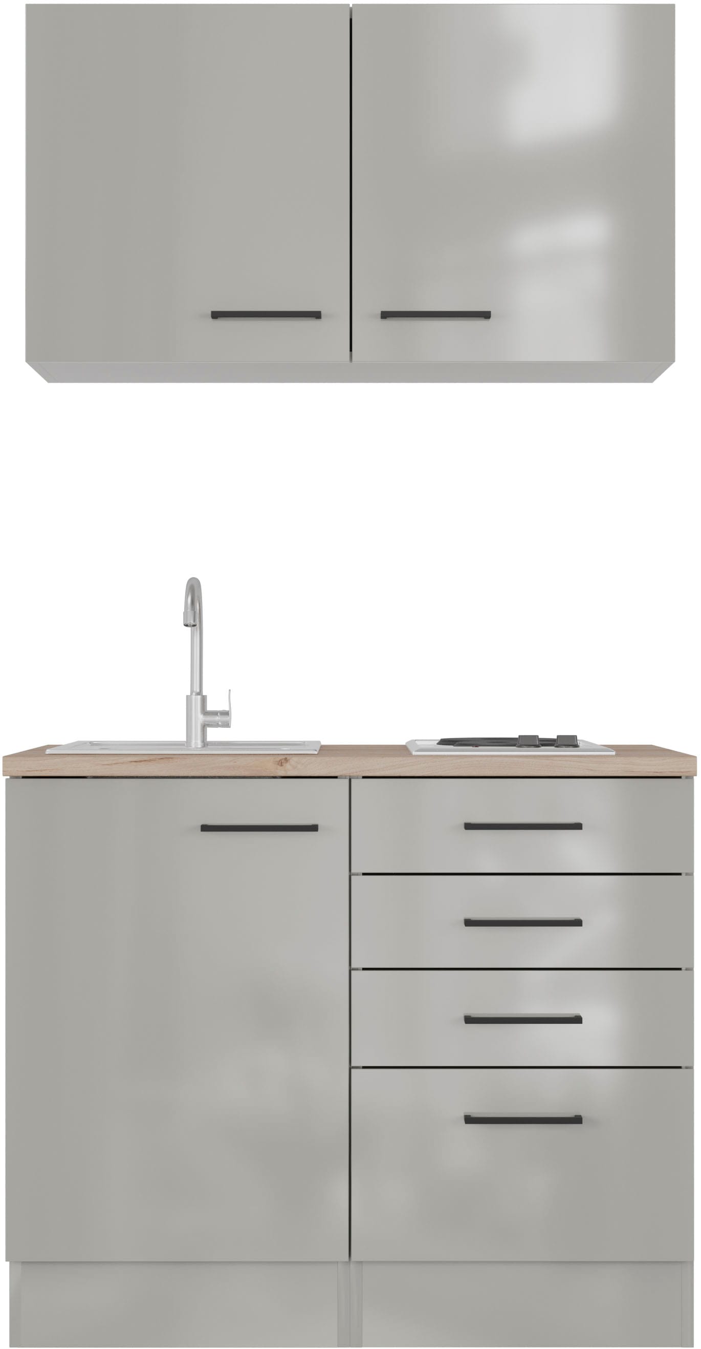 Flex-Well Pantryküche "Lund" mit E-Geräten, Gesamtbreite 100 cm, gänzende Fronten