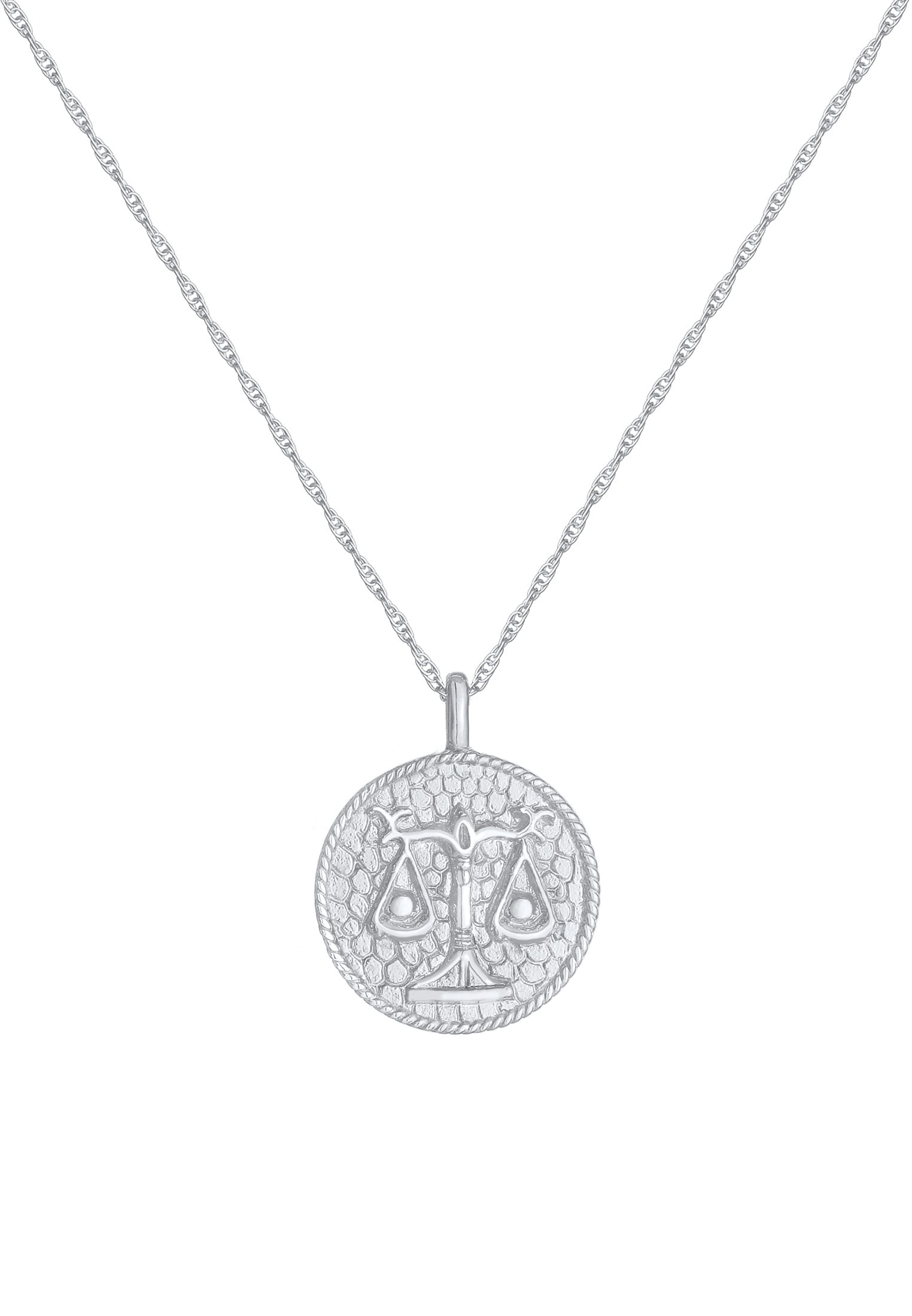 Elli Kette mit Anhänger »Sternzeichen Waage Astro Münze Antik 925 Silber«