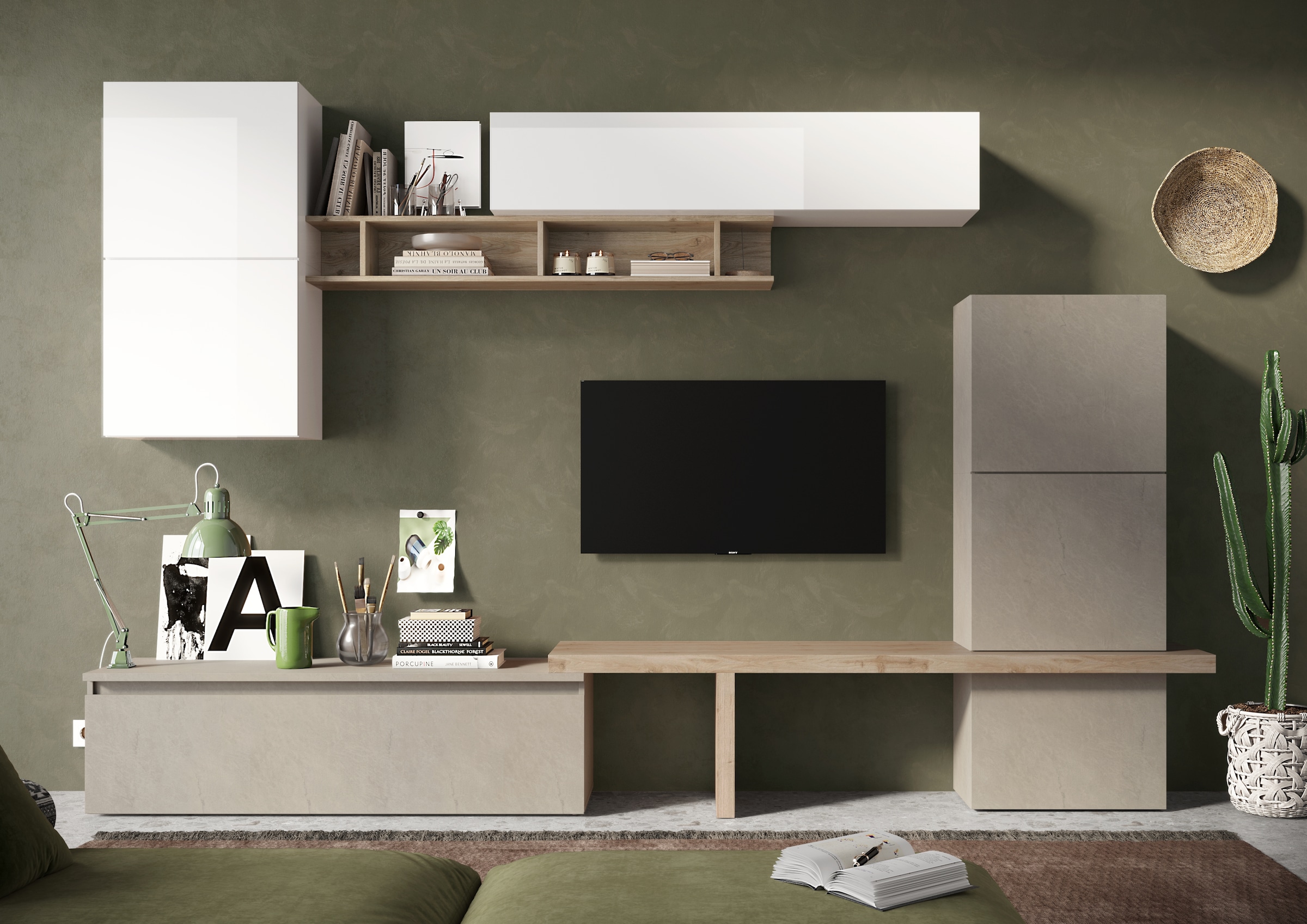 Wohnwand HOME AFFAIRE, B:290cm H:195cm T:40cm, braun, Holzwerkstoff, Wohnzimmer, Kastenmöbel-Sets, "Infinity, 9tlg. Breite 290 cm, Höhe variabel,