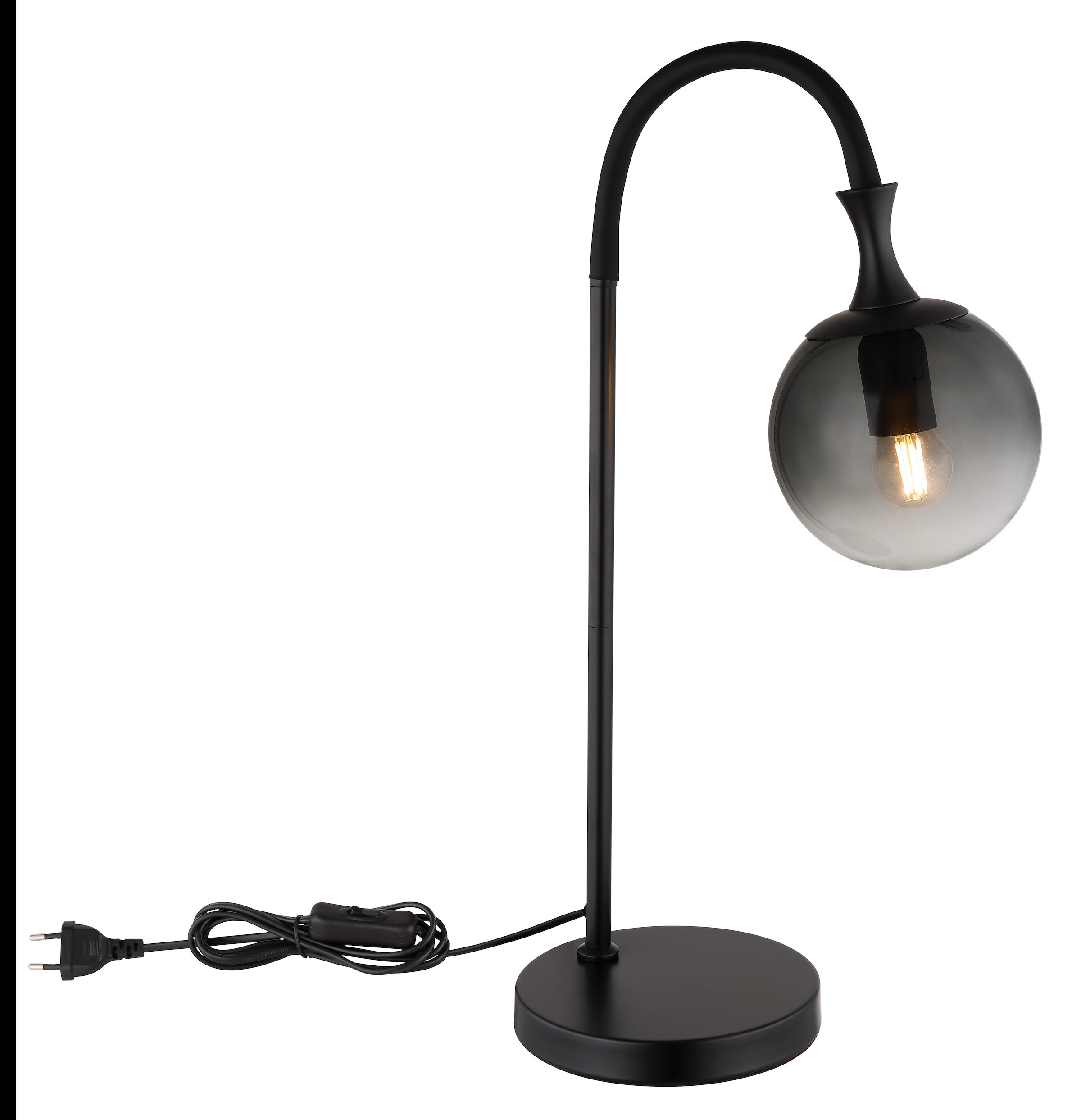 GLOBO LIGHTING Tischleuchte »DALTON«, Leuchtmittel E27 | ohne Leuchtmittel, Tischlampe/Glaskugeln rauchfarben/schwarz/Wohnzimmer/Schlafzimmer