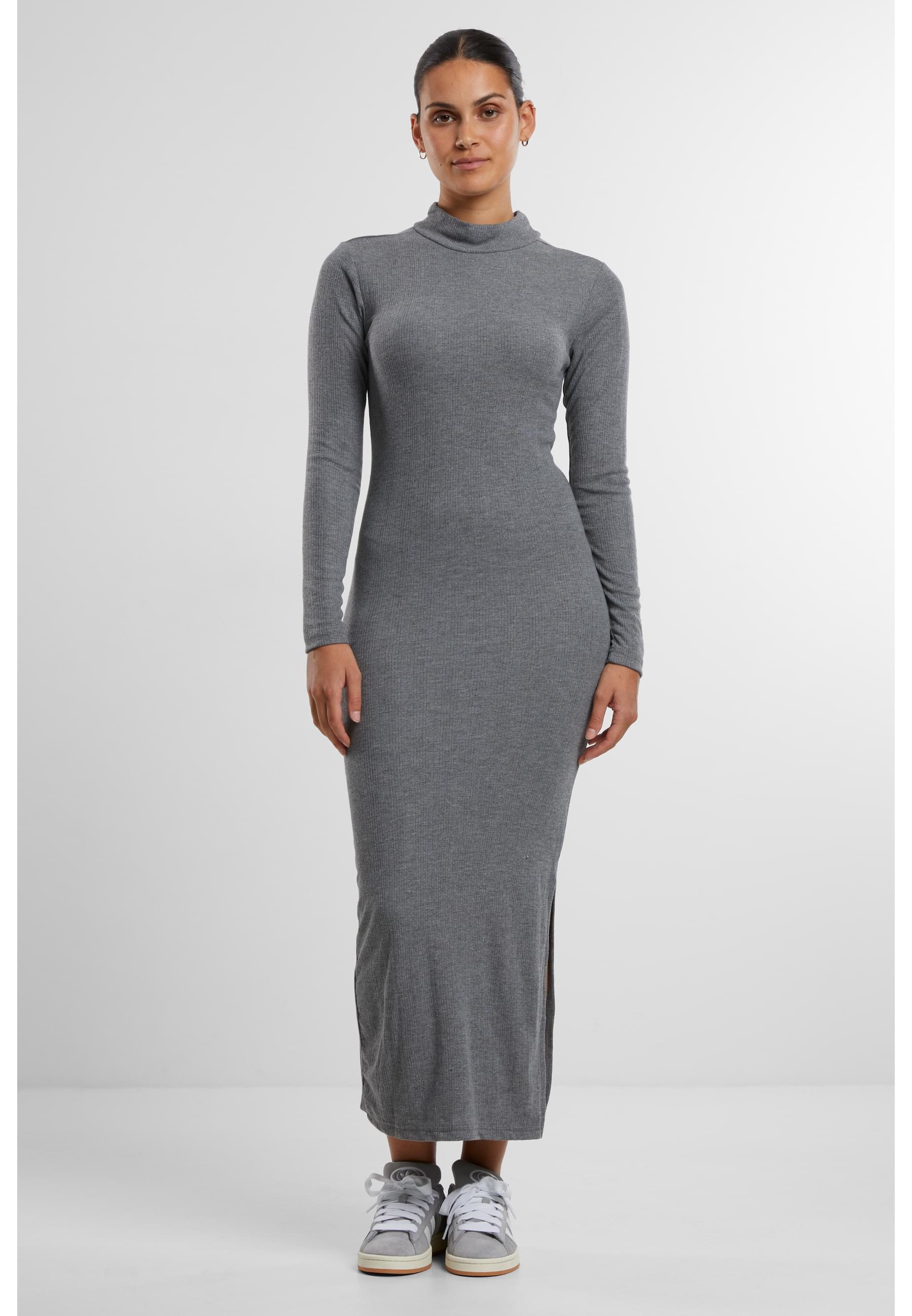 URBAN CLASSICS Shirtkleid »Urban Classics Ladies Rib Longlseeve Mockneck Dress«, (1 tlg.)