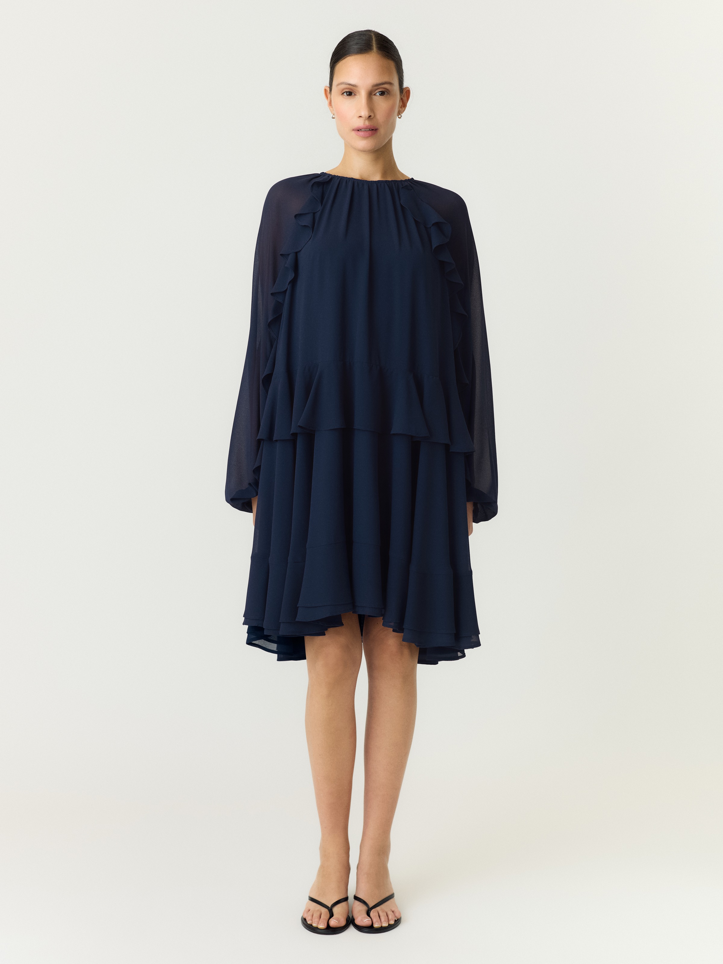Y.A.S Chiffonkleid »YASMILVA LS DRESS S. NOOS« Kunstfaser, regular fit