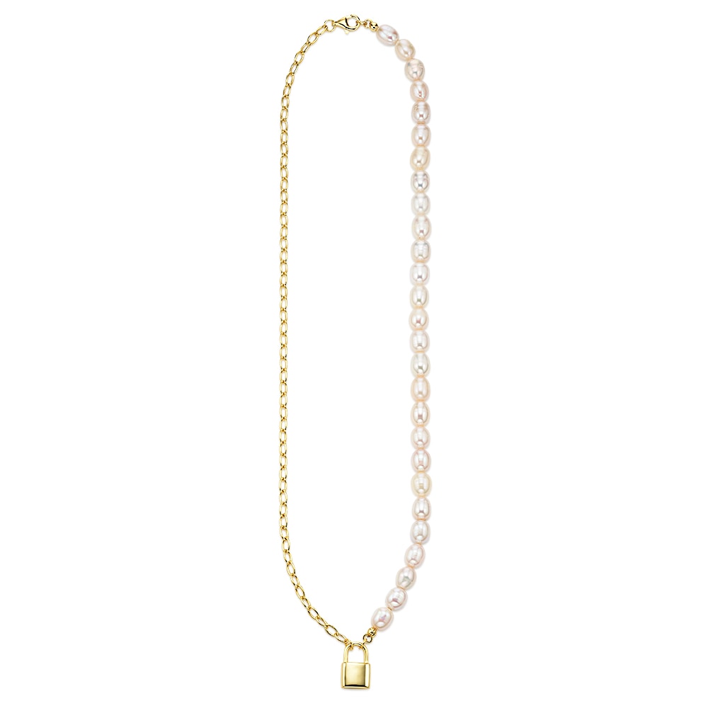 Firetti Kette mit Anhänger »Schmuck, Geschenk, Kette und Anhänger in Schloss-Optik«, mit Perle (synth.)