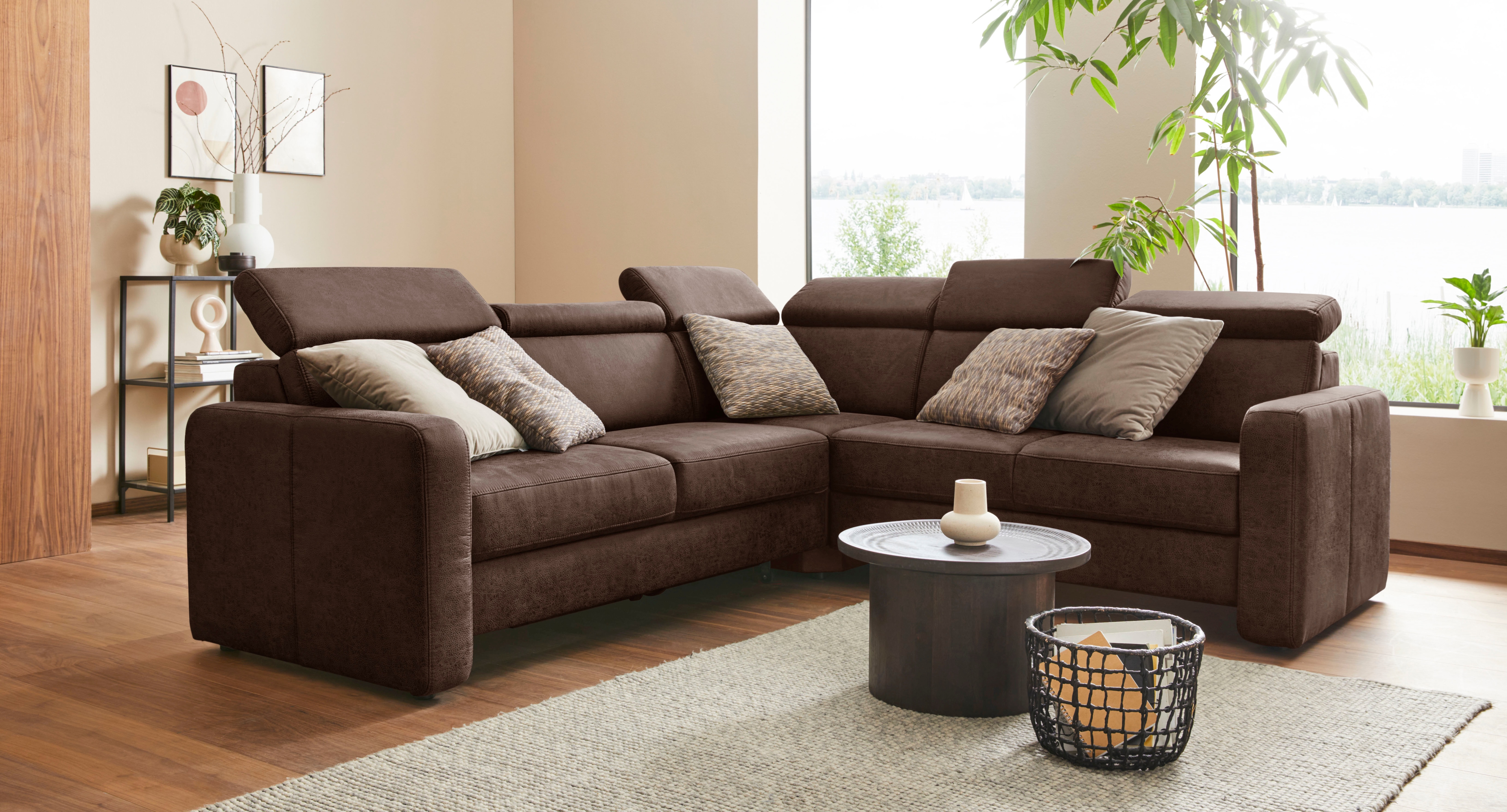 sit&more Ecksofa "Bologna L-Form" Kopfteilverstellung, wahlweise mit Schlaffunktion und Schubkasten