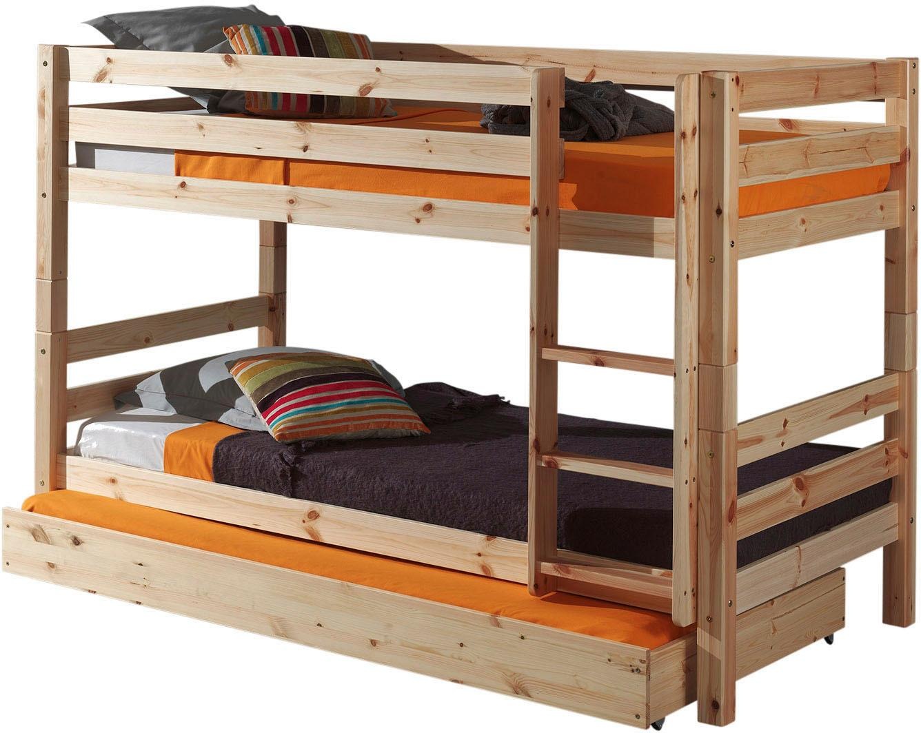 Vipack PINO Lits superposés pin massif Naturel 209x105x140cm + Lit gigogne