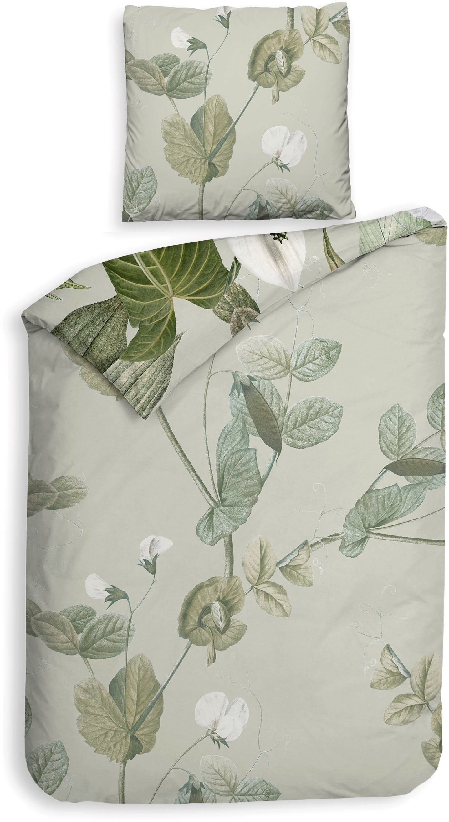 Thumbnail - Heckett & Lane Bettwäsche "Botanico" 2 Stk. tlg. Blätter Design, hochwertiges Mako-Satin, Bettwäsche ab 135x200 cm.