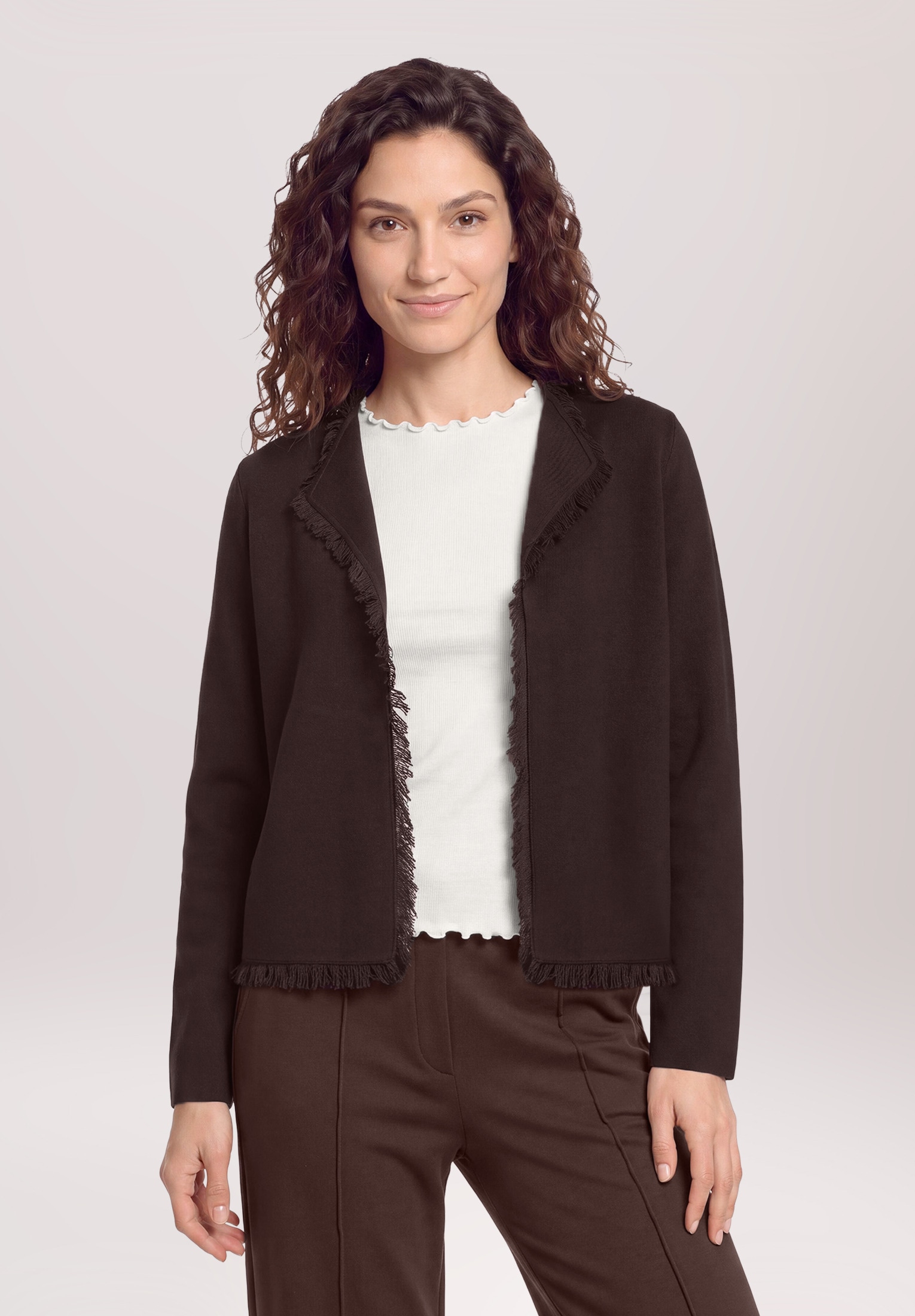 Cartoon Strickjacke »Damen mit Fransen« 1