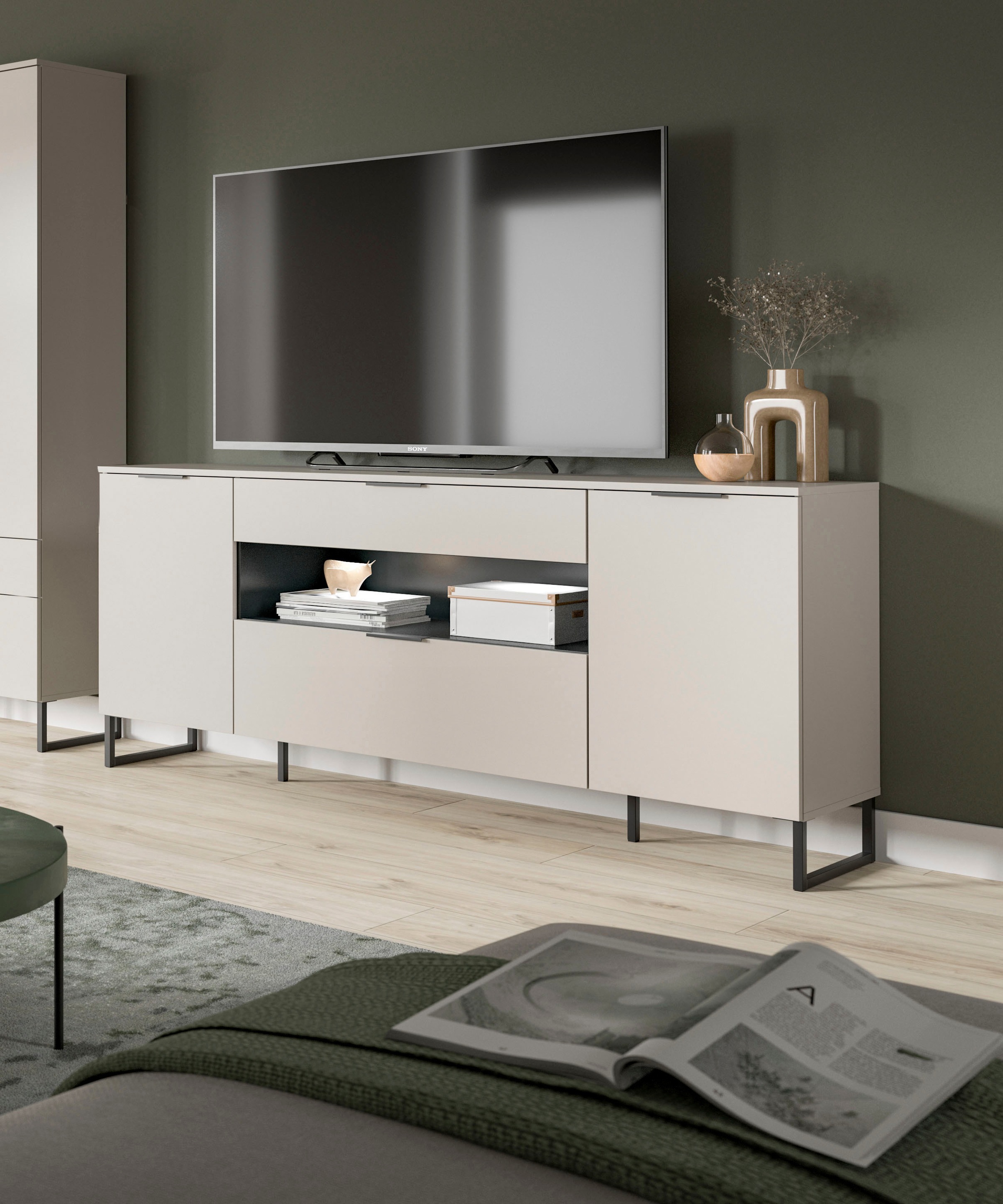 Home affaire Sideboard "ADIO, Breite 185cm, 2 Türen, 1 Schubkasten, 1 Klapp günstig online kaufen
