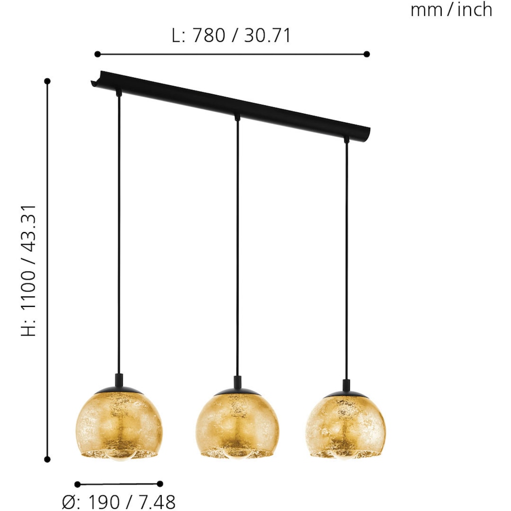 EGLO Pendelleuchte »ALBARACCIN«, 3 flammig-flammig