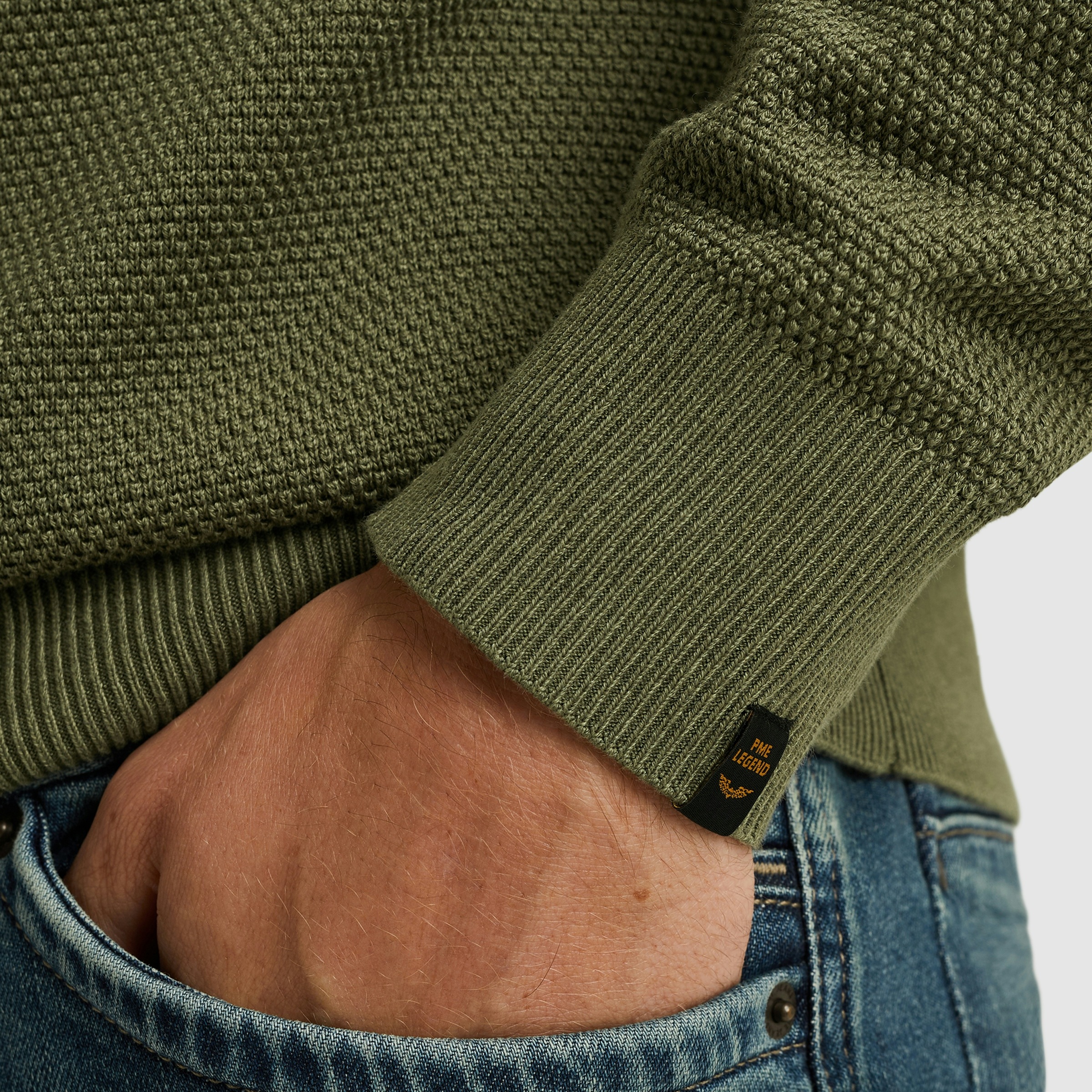 PME LEGEND Rundhalspullover mit Logo Stickerei