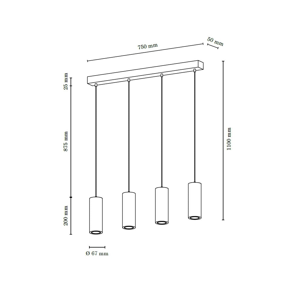 SPOT Light Pendelleuchte »PIPE«, 4 flammig-flammig, Hängeleuchte, Naturprodukt aus Eichenholz, LED wechselbar