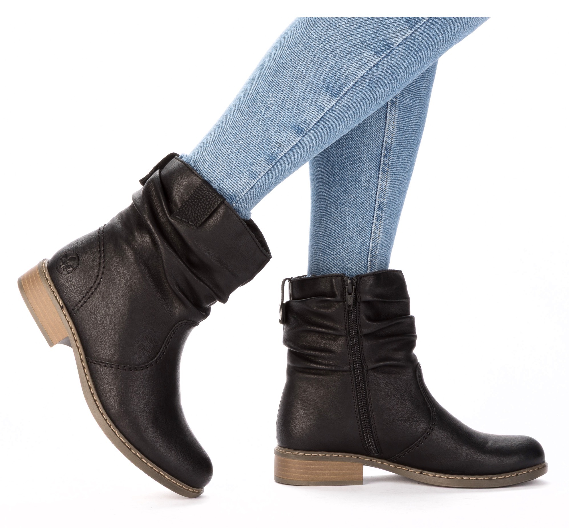 Rieker Winterboots, Winterstiefelette, Blockabsatz, Warmfutter, geraffter slouchy Schaft