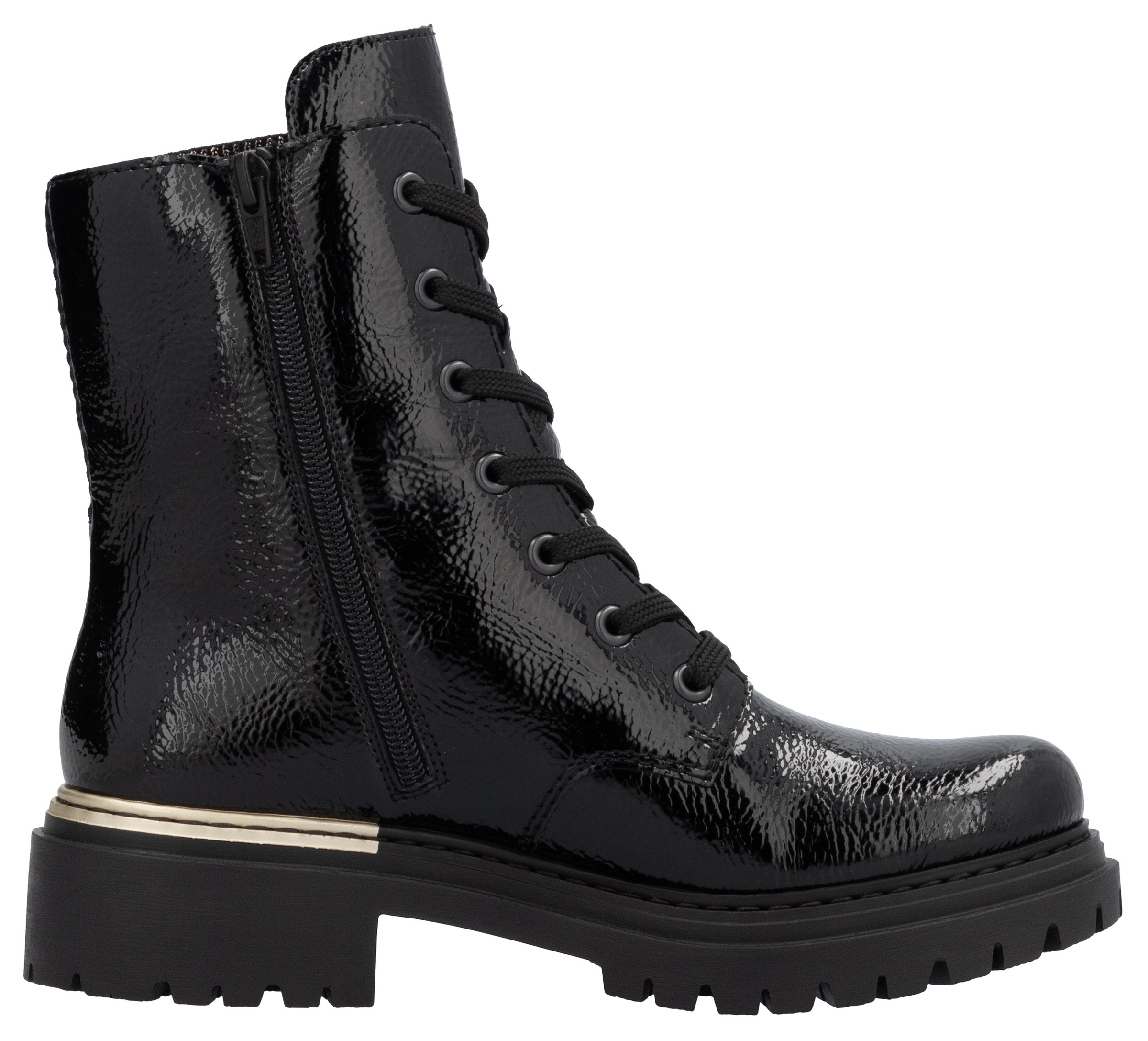 Rieker Schnürboots, Stiefelette, Blockabsatz, mit Textileinsatz am Schaft