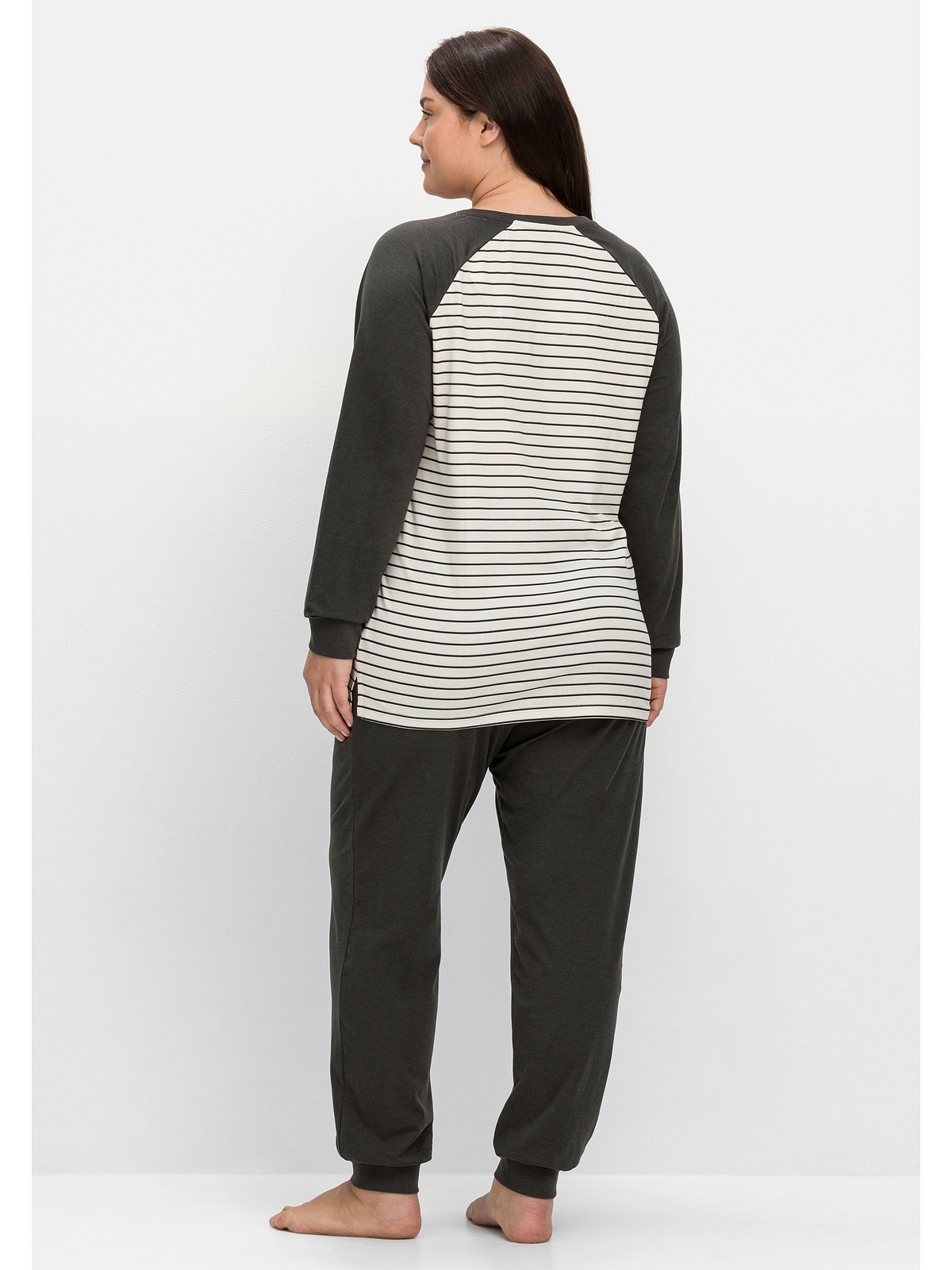 Sheego Pyjama mit aus | Hose und Baumwollmix BAUR »Große (Set), Größen«, Shirt