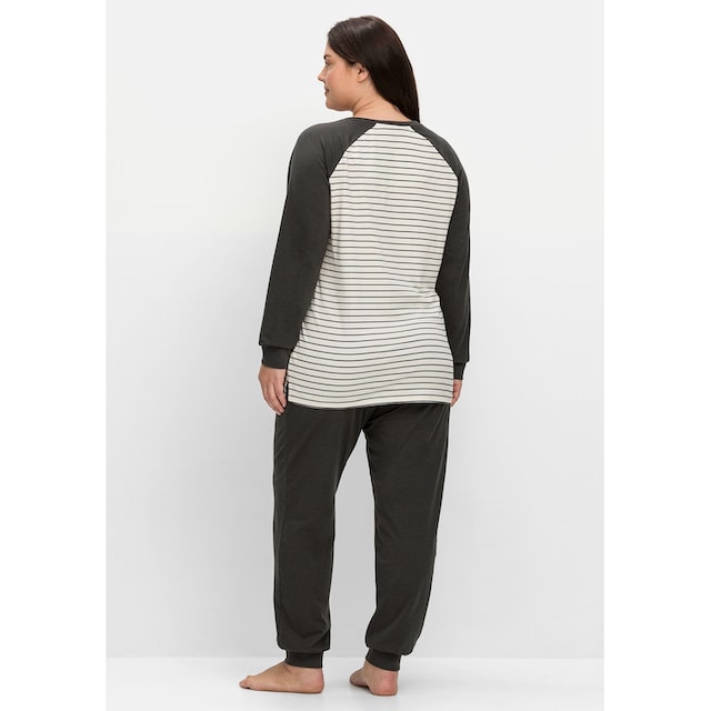 Sheego Pyjama »Große Größen«, (Set), mit Shirt und Hose aus Baumwollmix |  BAUR