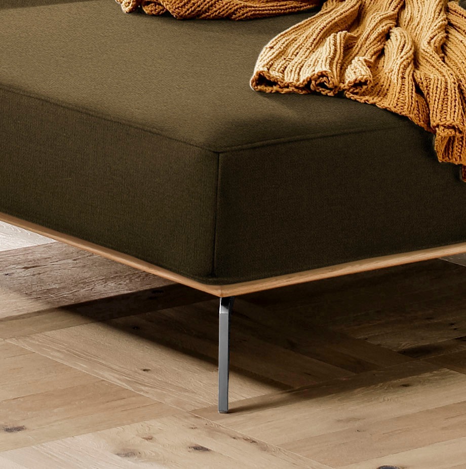 W.SCHILLIG Ecksofa »run«, mit elegantem Holzsockel, Füße in Chrom glänzend, Breite 279 cm