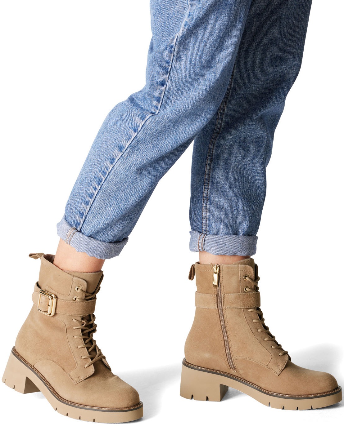 Tamaris Schnürstiefelette, Blockabsatz, Schnürboots mit modischer Zierschnalle