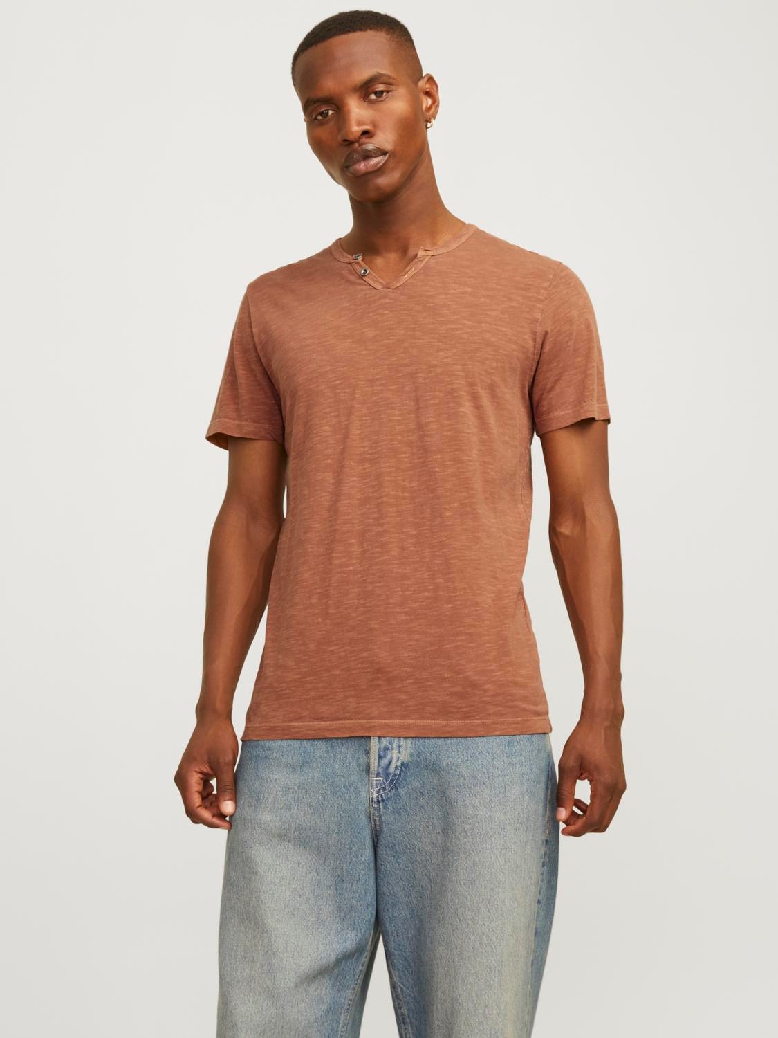 Jack & Jones T-Shirt "JJESPLIT NECK TEE SS NOOS", mit V-Ausschnitt günstig online kaufen