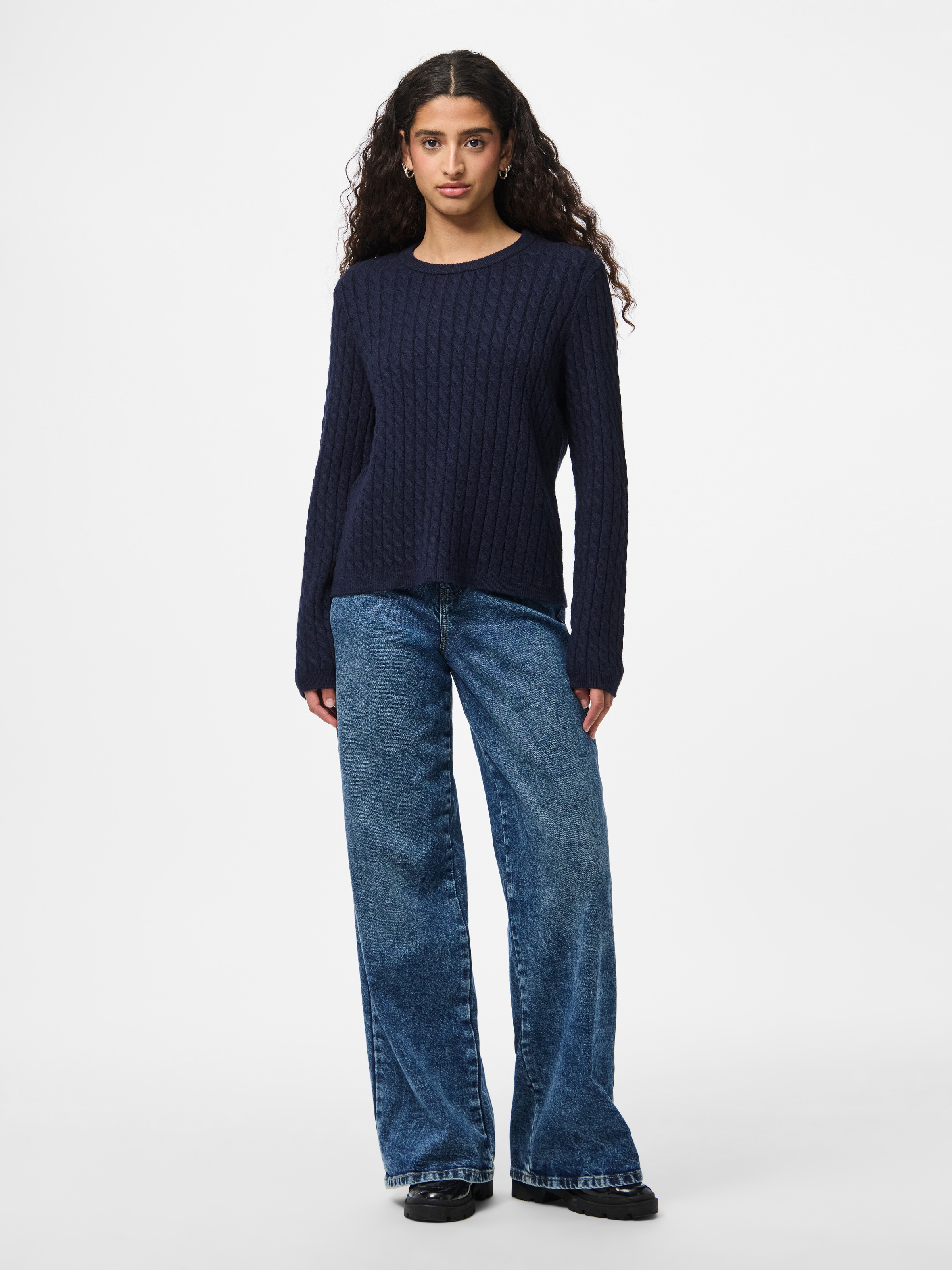 pieces Strickpullover »PCFIA LS CABLE KNIT NOOS BC«