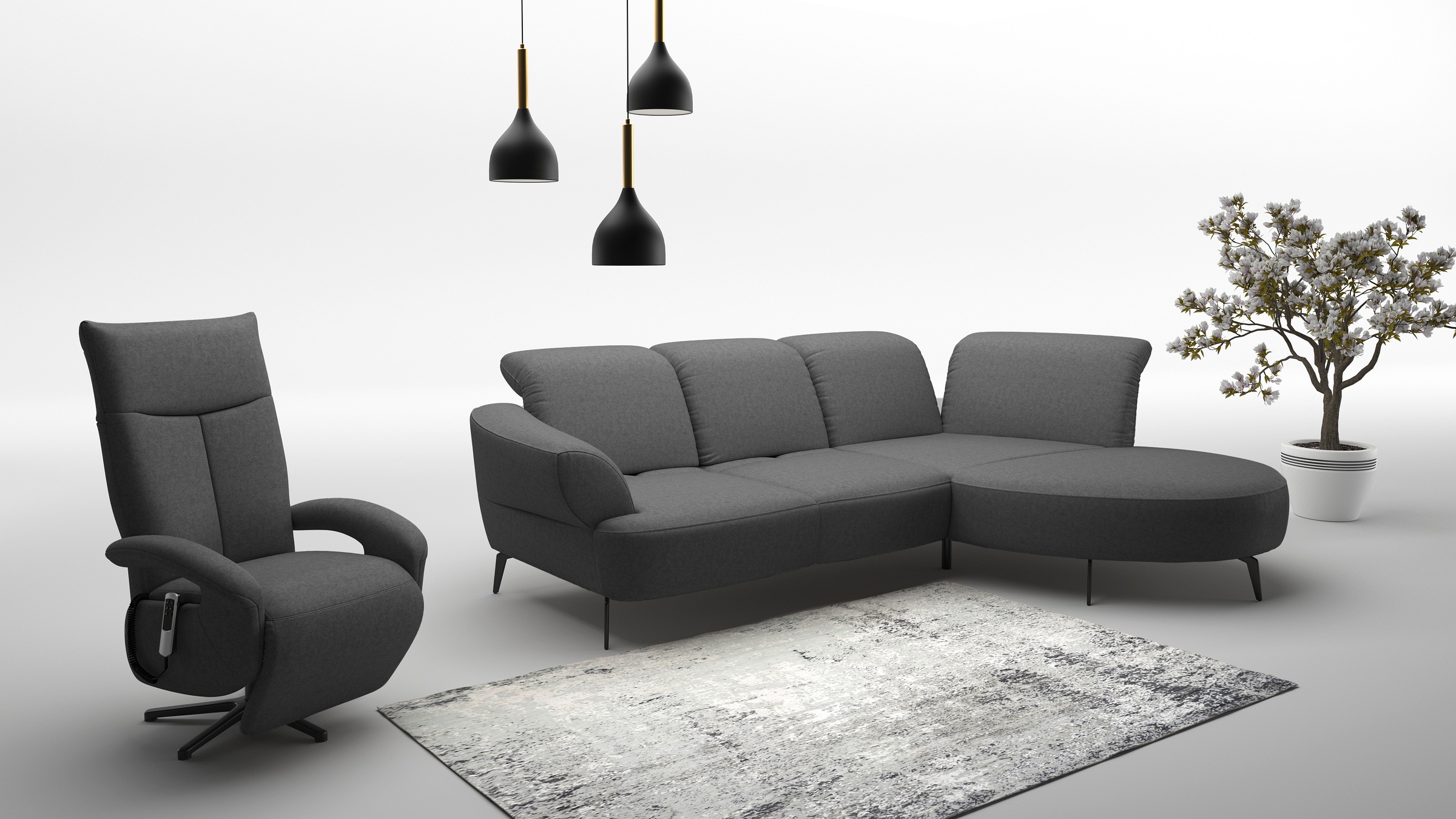 sit&more Ecksofa »Dance, L-Form, inkl. Sitztiefenverstellung«, inkl. Click&Seat, optional mit Kopfteilverstellung