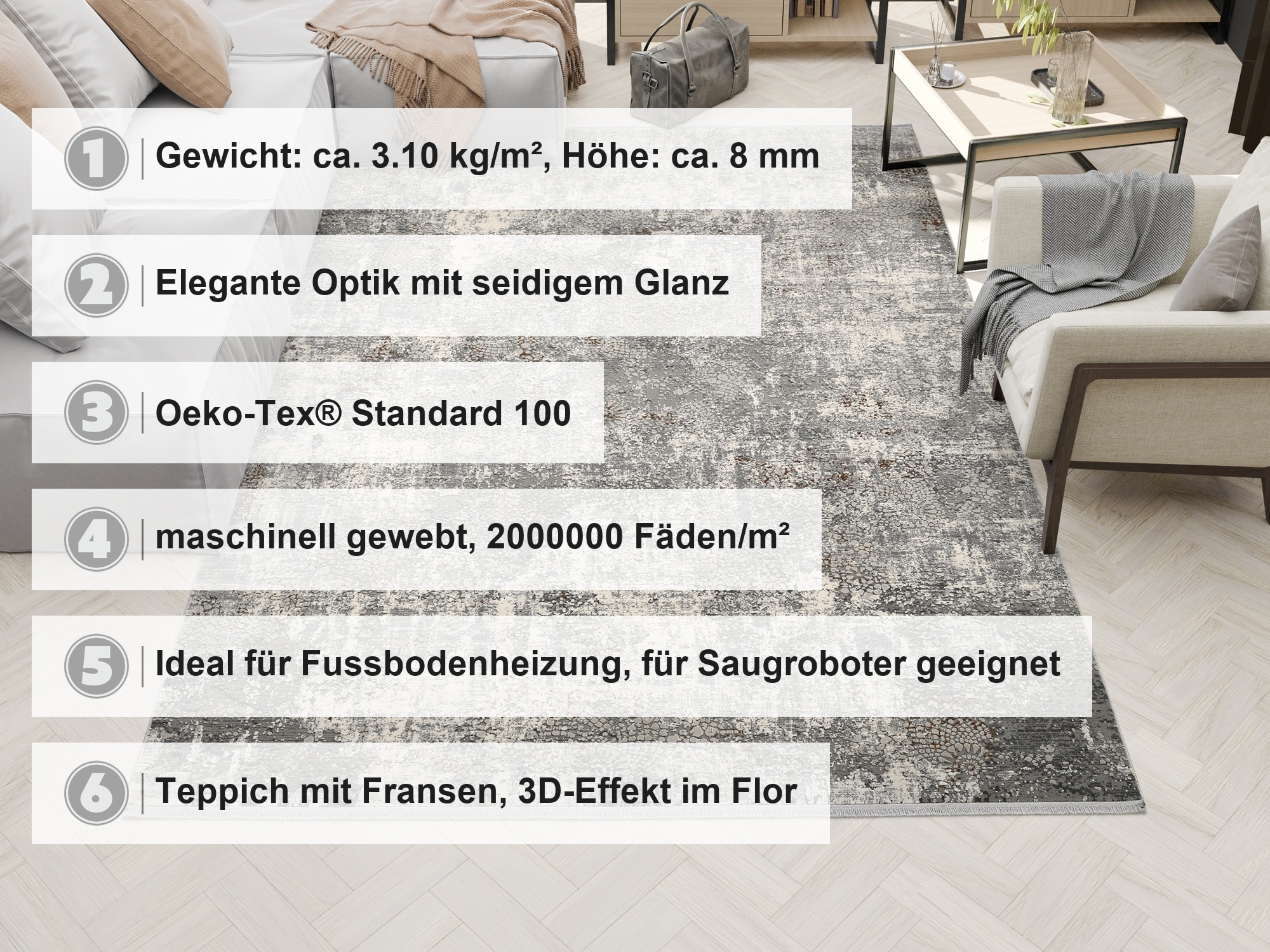 OCI DIE TEPPICHMARKE Teppich »BESTSELLER BOUND« rechteckig 8 mm Höhe hochwertige dichte Qualität, feine Fransen, Wohnzimmer