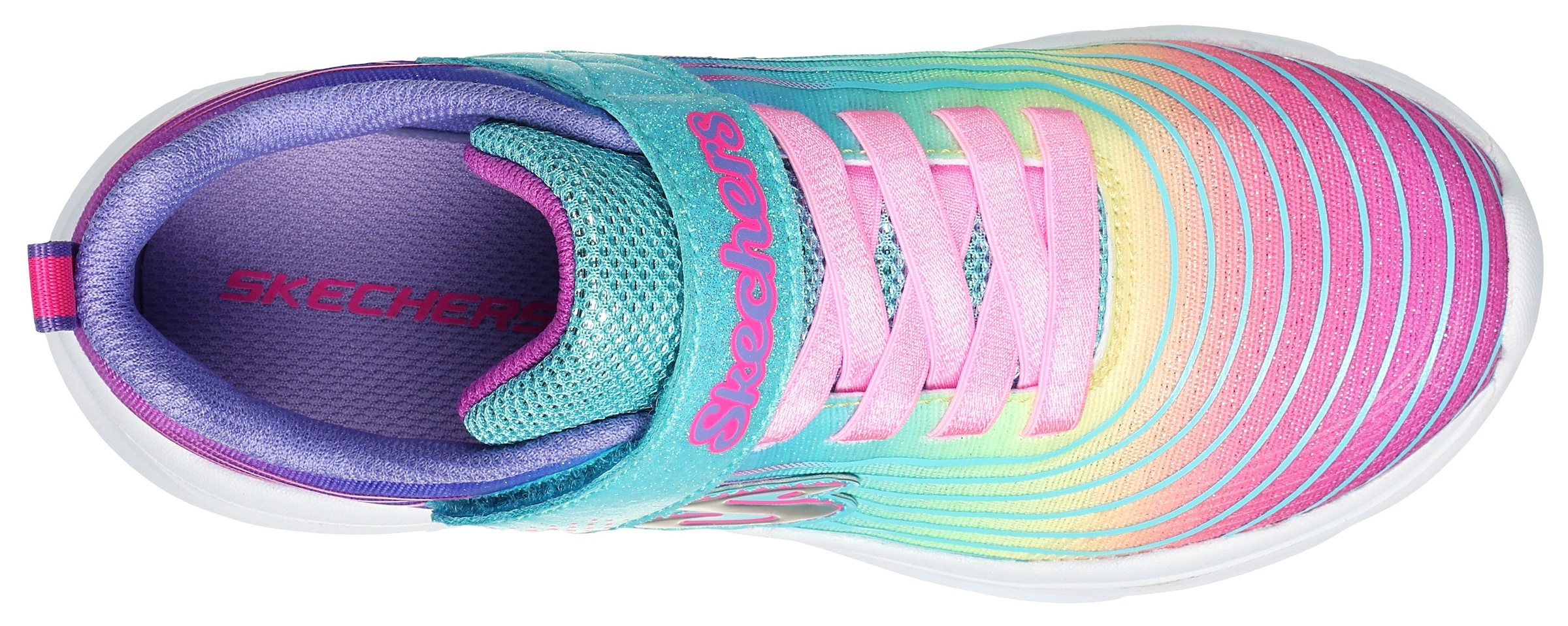 Skechers Sneaker »POWER JAMS - PASTEL SPEED«, Slip-On Sneaker, Klettschuh mit Regenbogen-Farbverlauf und Glitzer